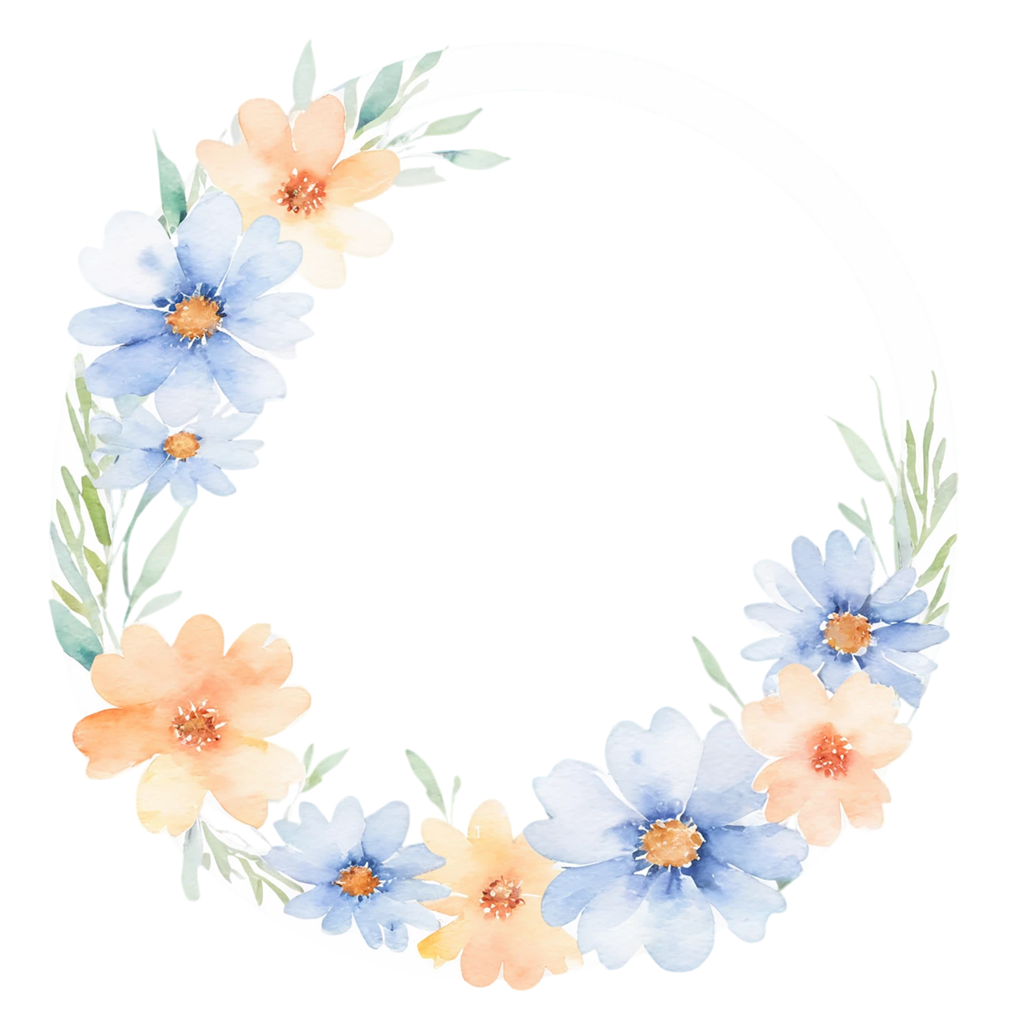 Watercolor flower ring isolated on transparent background #23835
