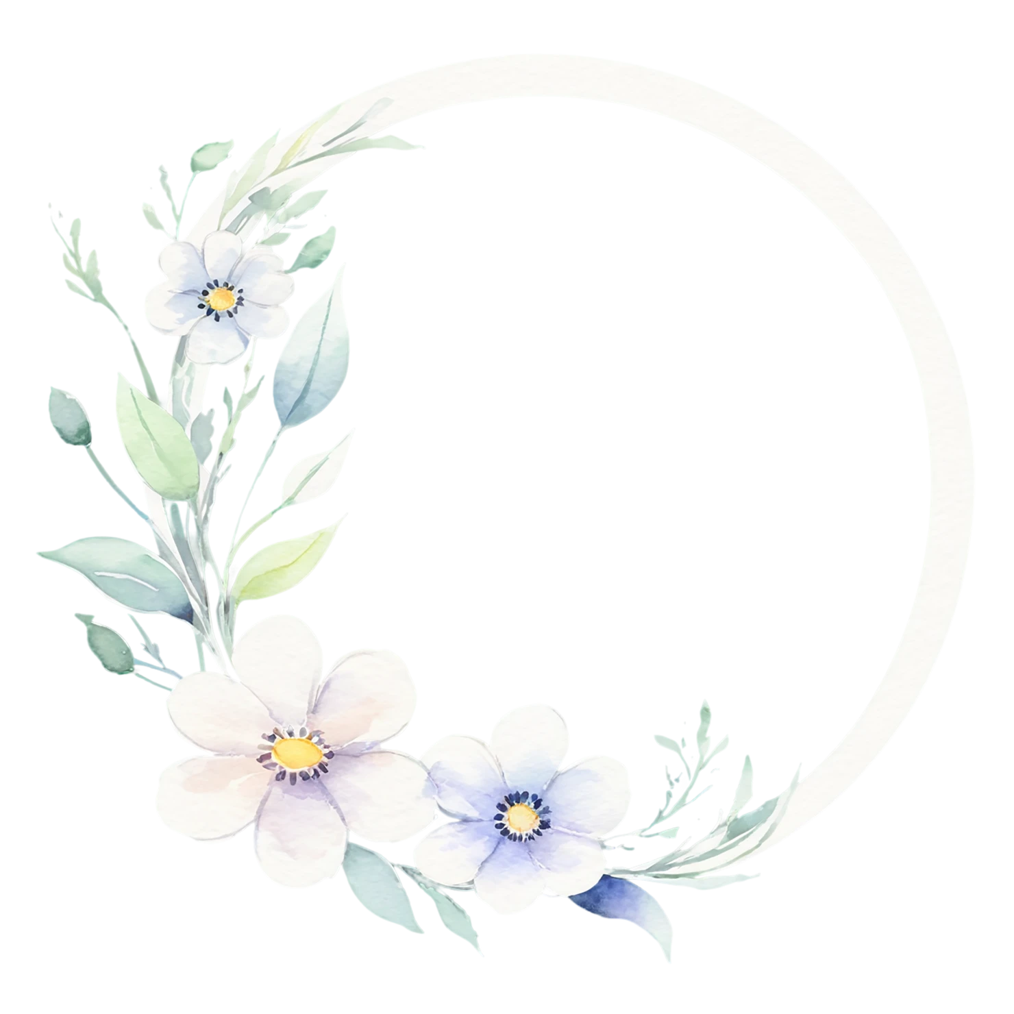 Watercolor flower ring isolated on transparent background #23854