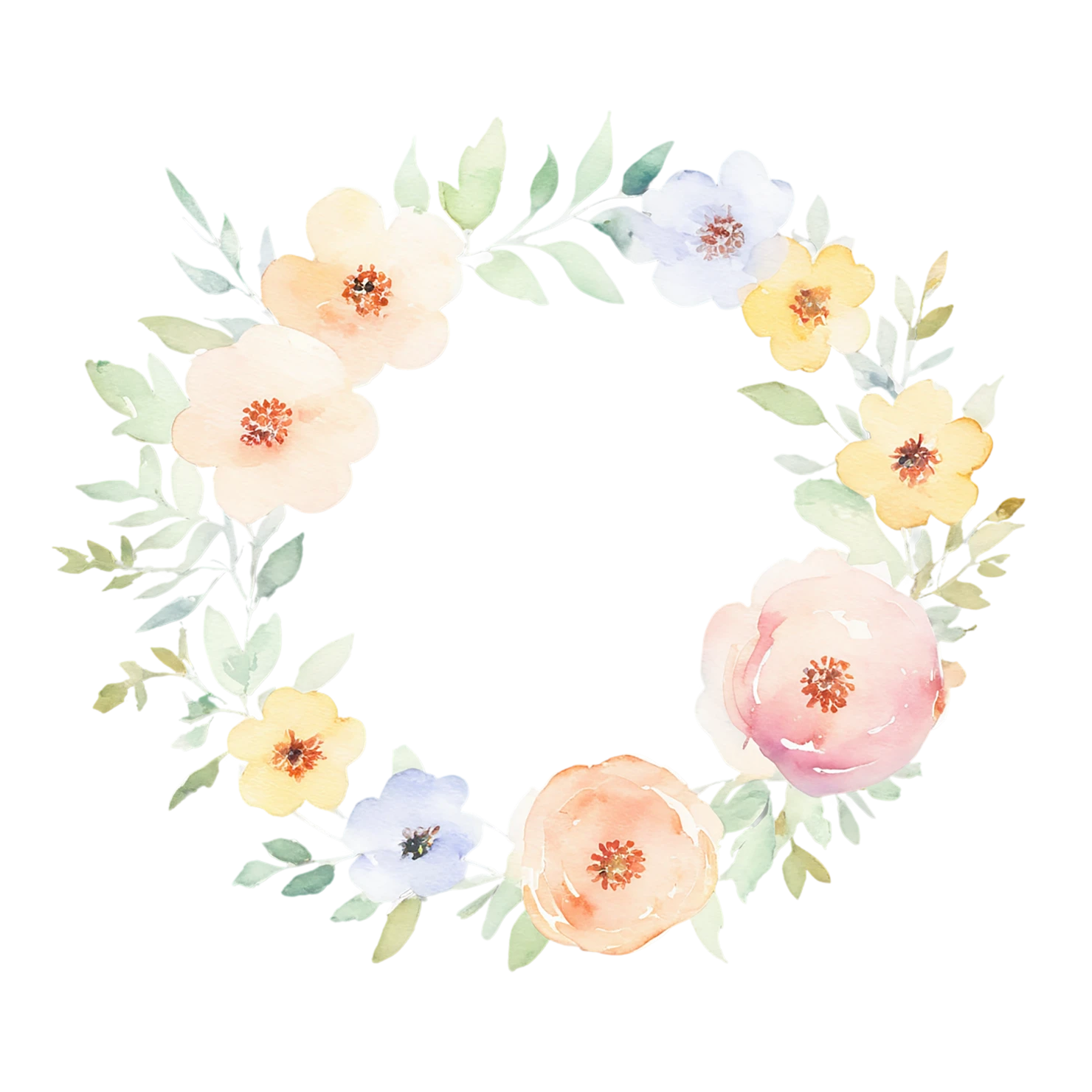 Watercolor flower ring isolated on transparent background #23882