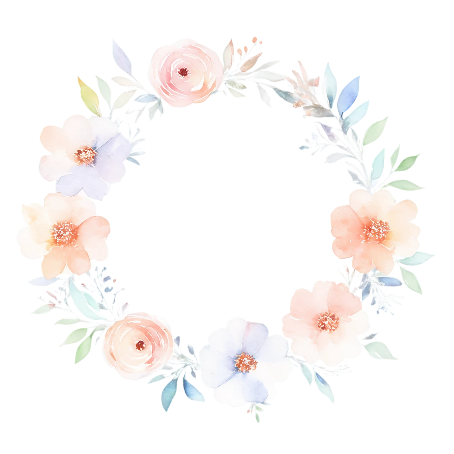 Watercolor flower ring isolated on transparent background #23892