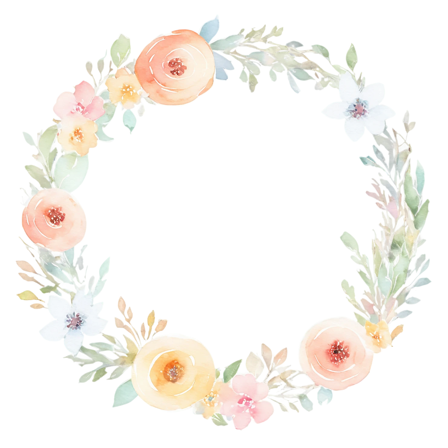 Watercolor flower ring isolated on transparent background #23902