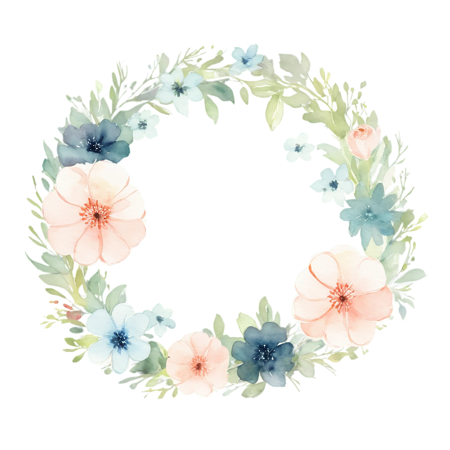 Watercolor flower ring isolated on transparent background #23919