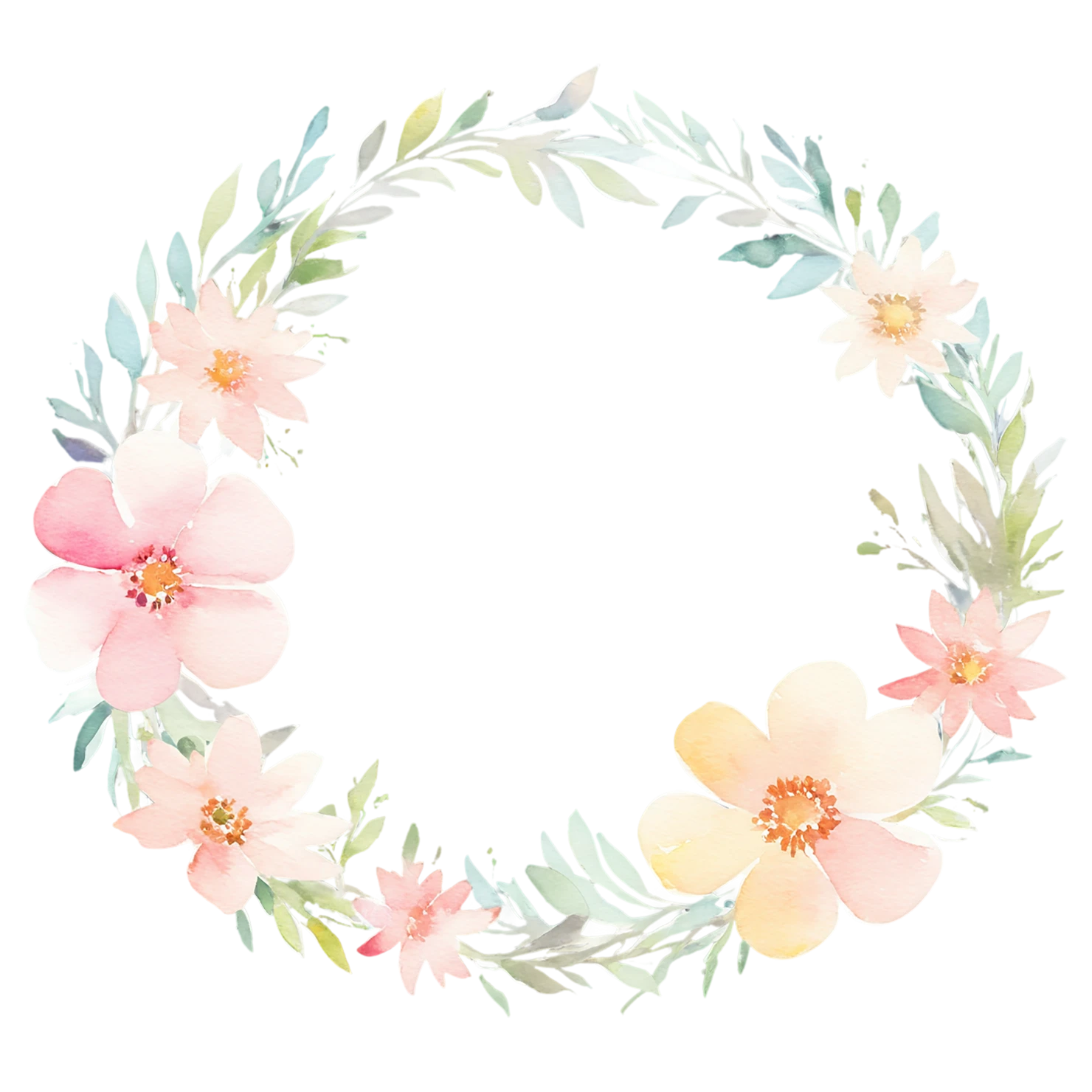 Watercolor flower ring isolated on transparent background #23925