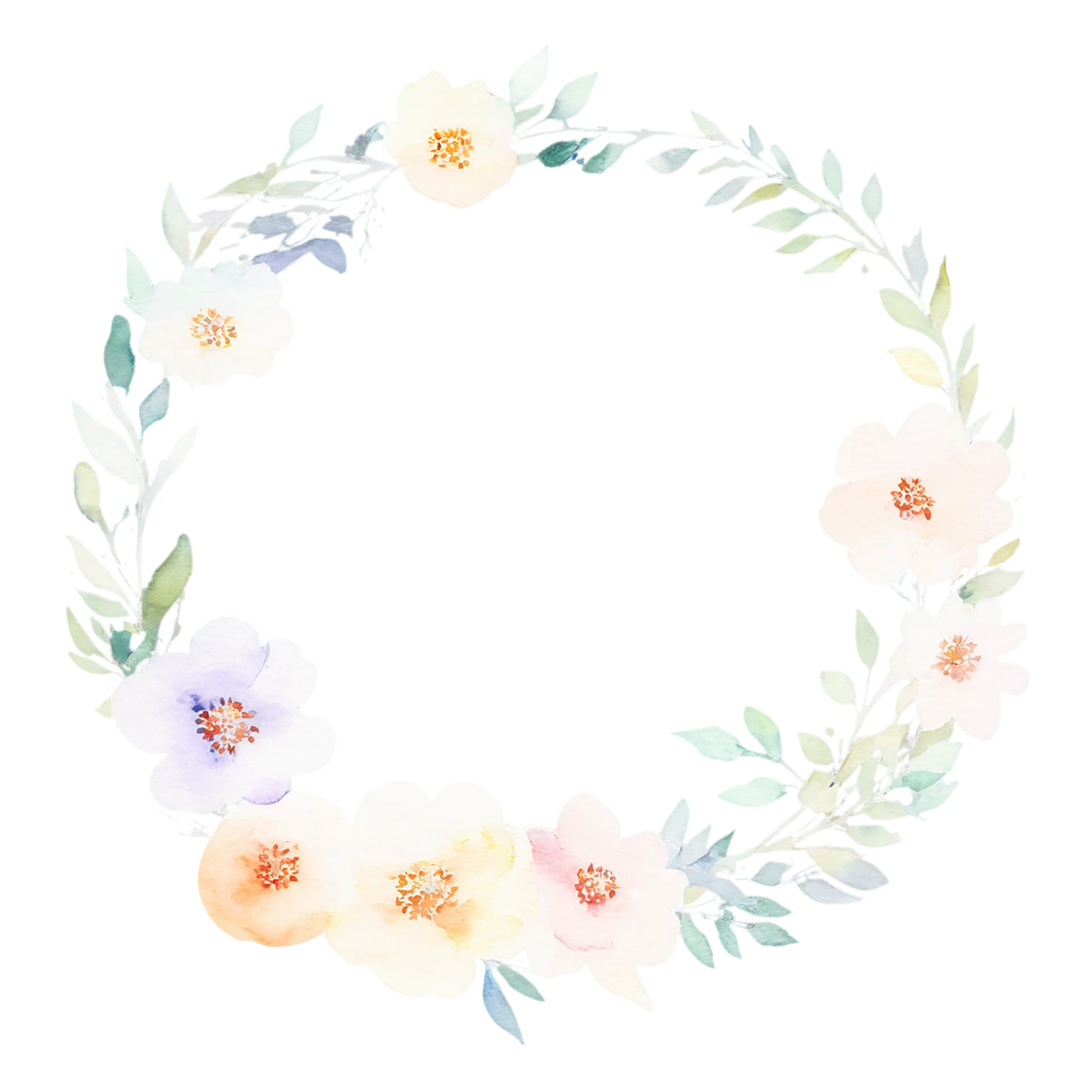 Watercolor flower ring isolated on transparent background #23926