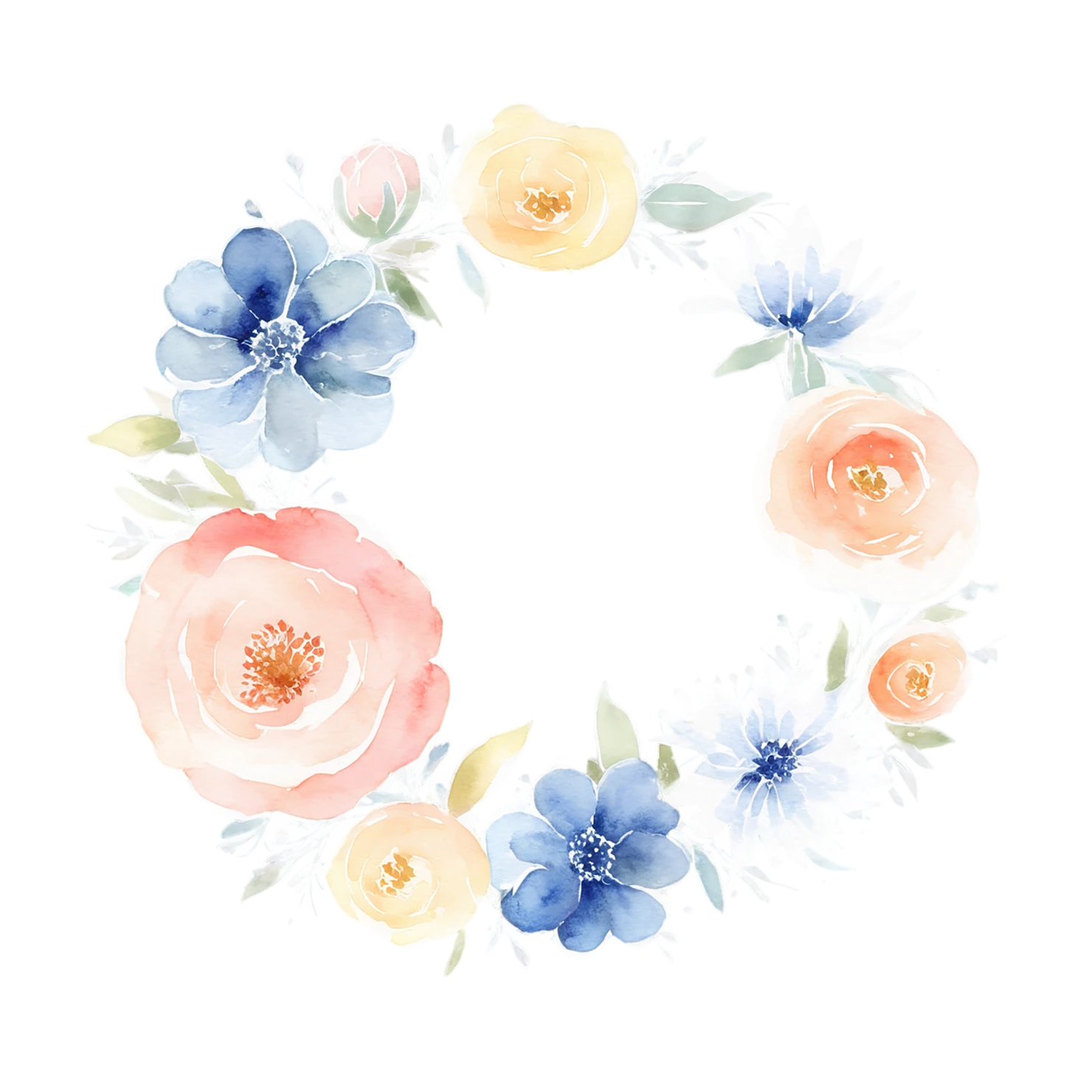 Watercolor flower ring isolated on transparent background #23927
