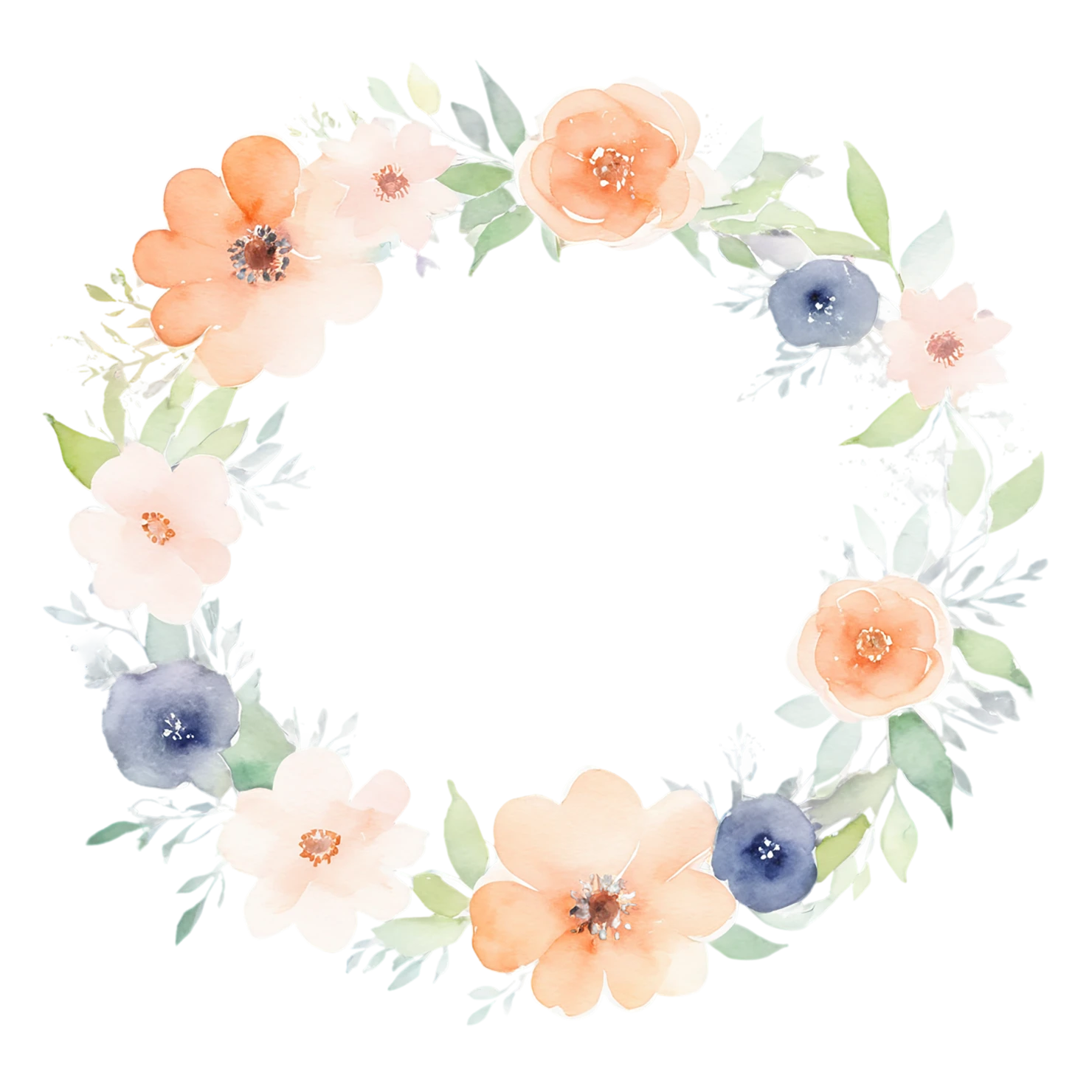 Watercolor flower ring isolated on transparent background #23942