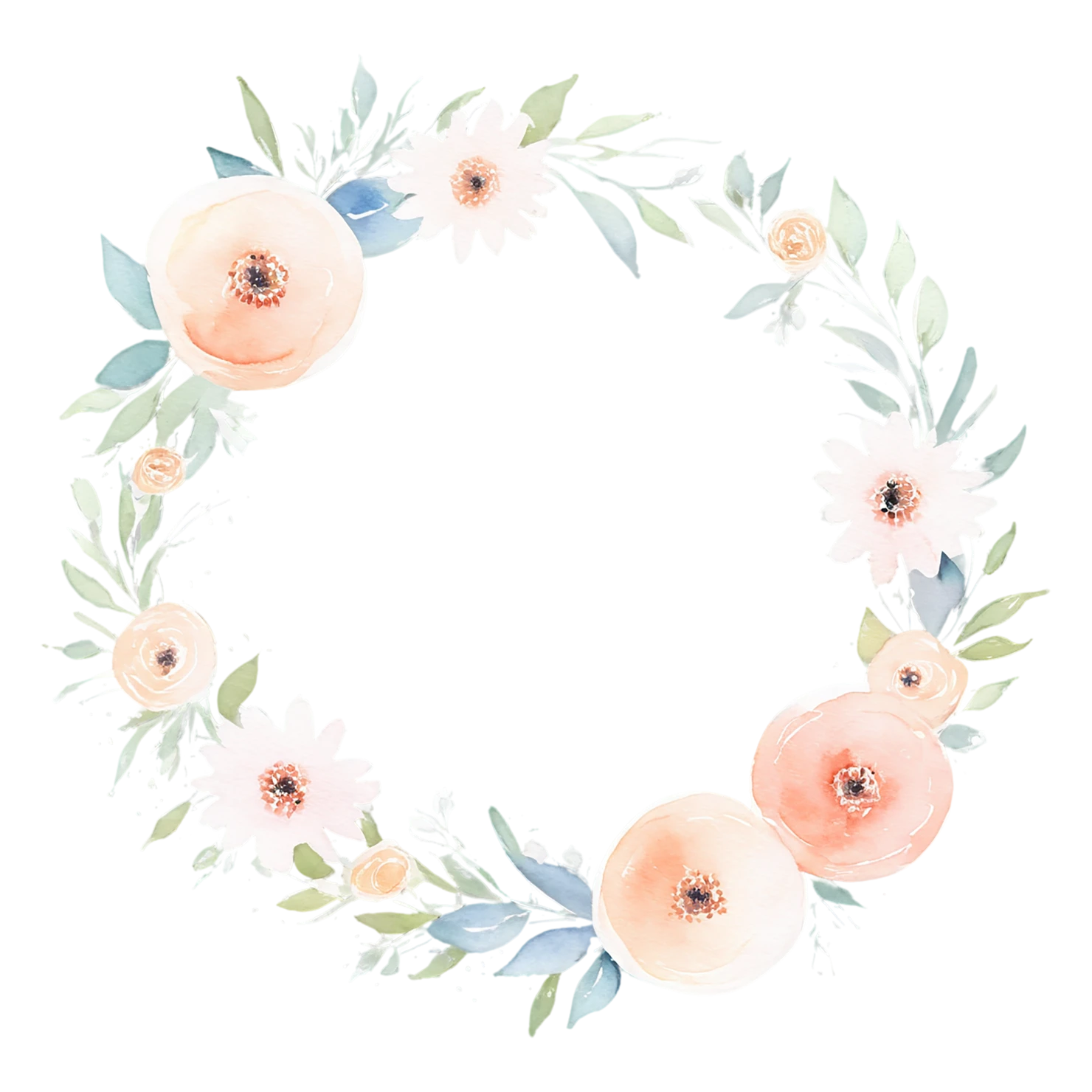 Watercolor flower ring isolated on transparent background #23946