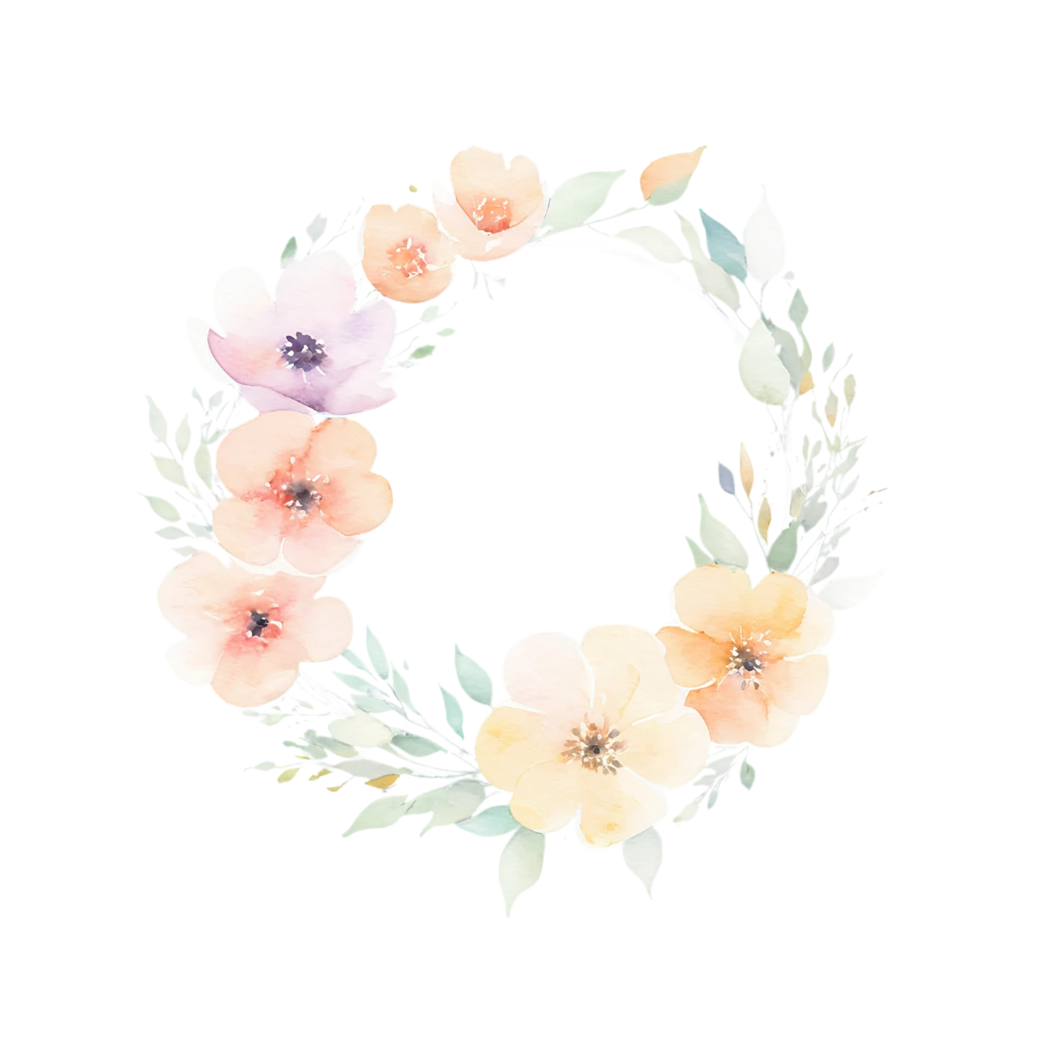 Watercolor flower ring isolated on transparent background #23951
