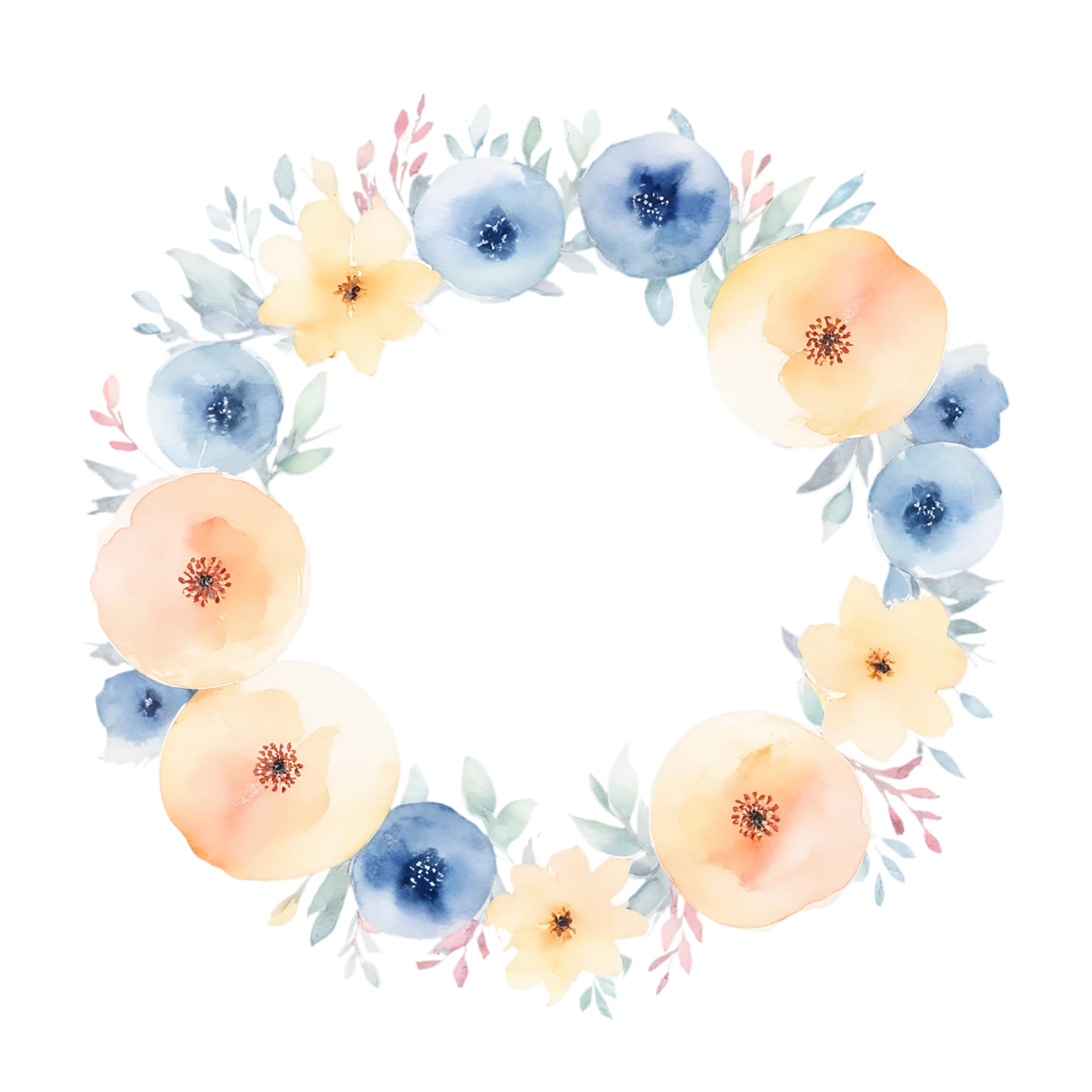 Watercolor flower ring isolated on transparent background #23952