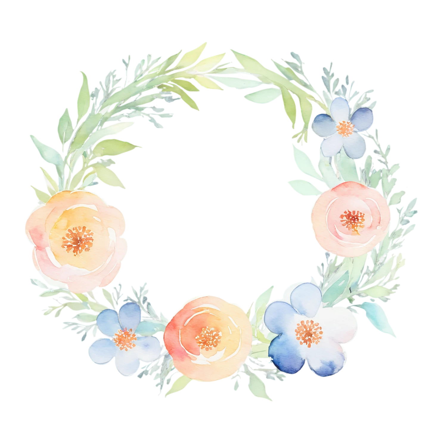Watercolor flower ring isolated on transparent background #23955