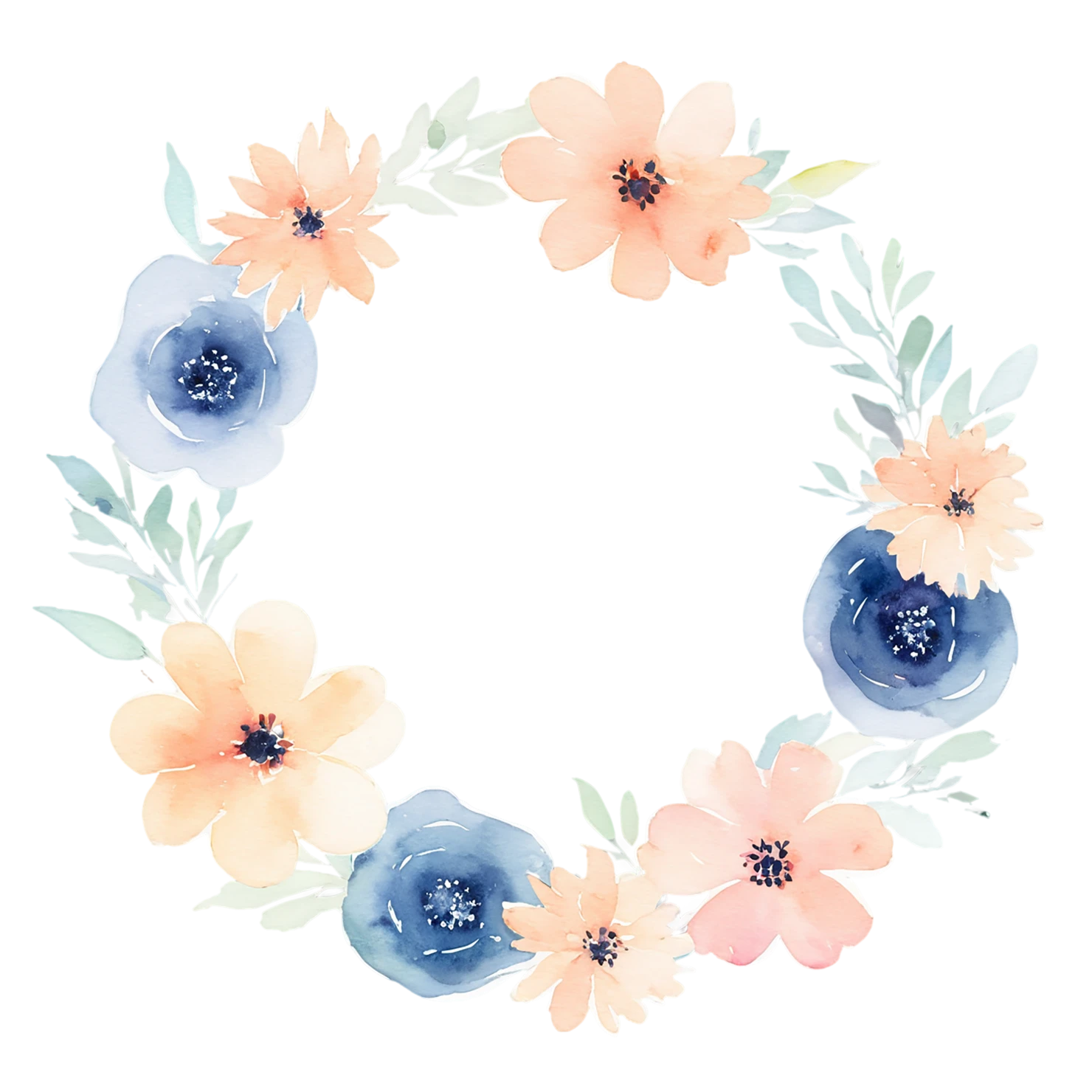 Watercolor flower ring isolated on transparent background #23965