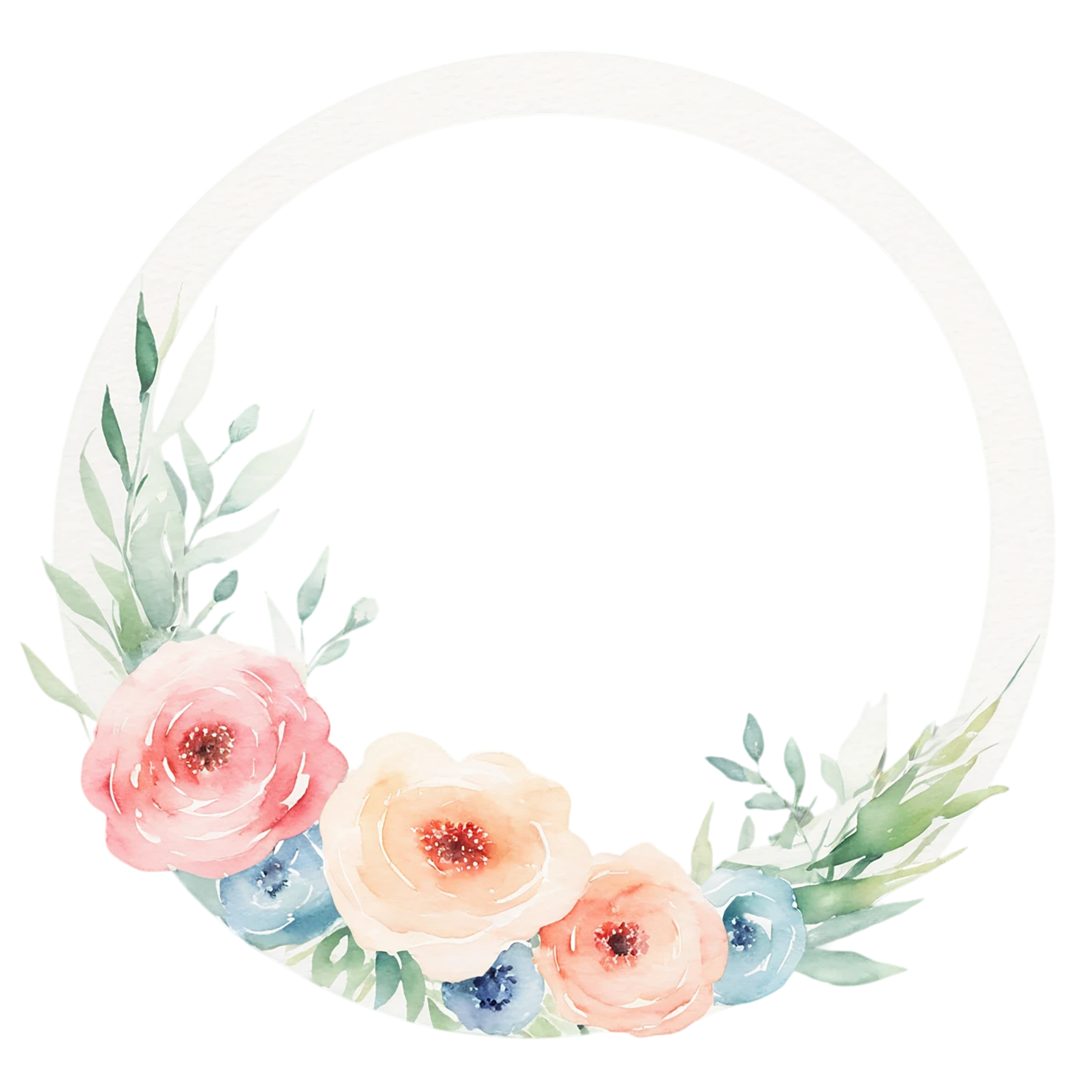 Watercolor flower ring isolated on transparent background #23967