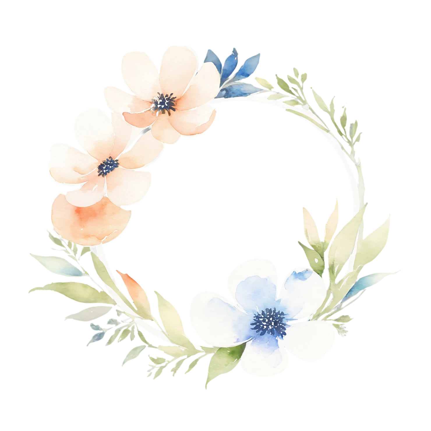 Watercolor flower ring isolated on transparent background #23971