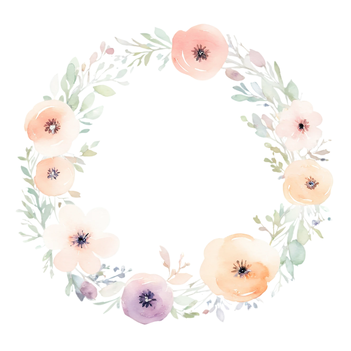 Watercolor flower ring isolated on transparent background #23976