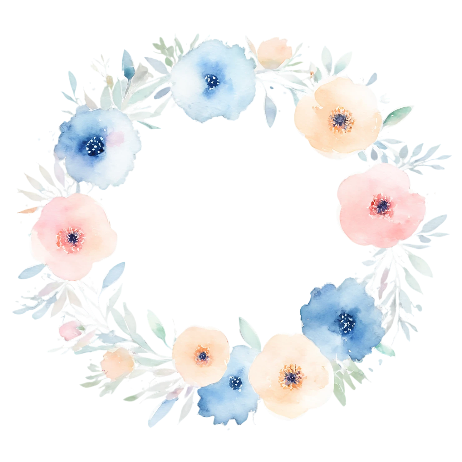 Watercolor flower ring isolated on transparent background #23992