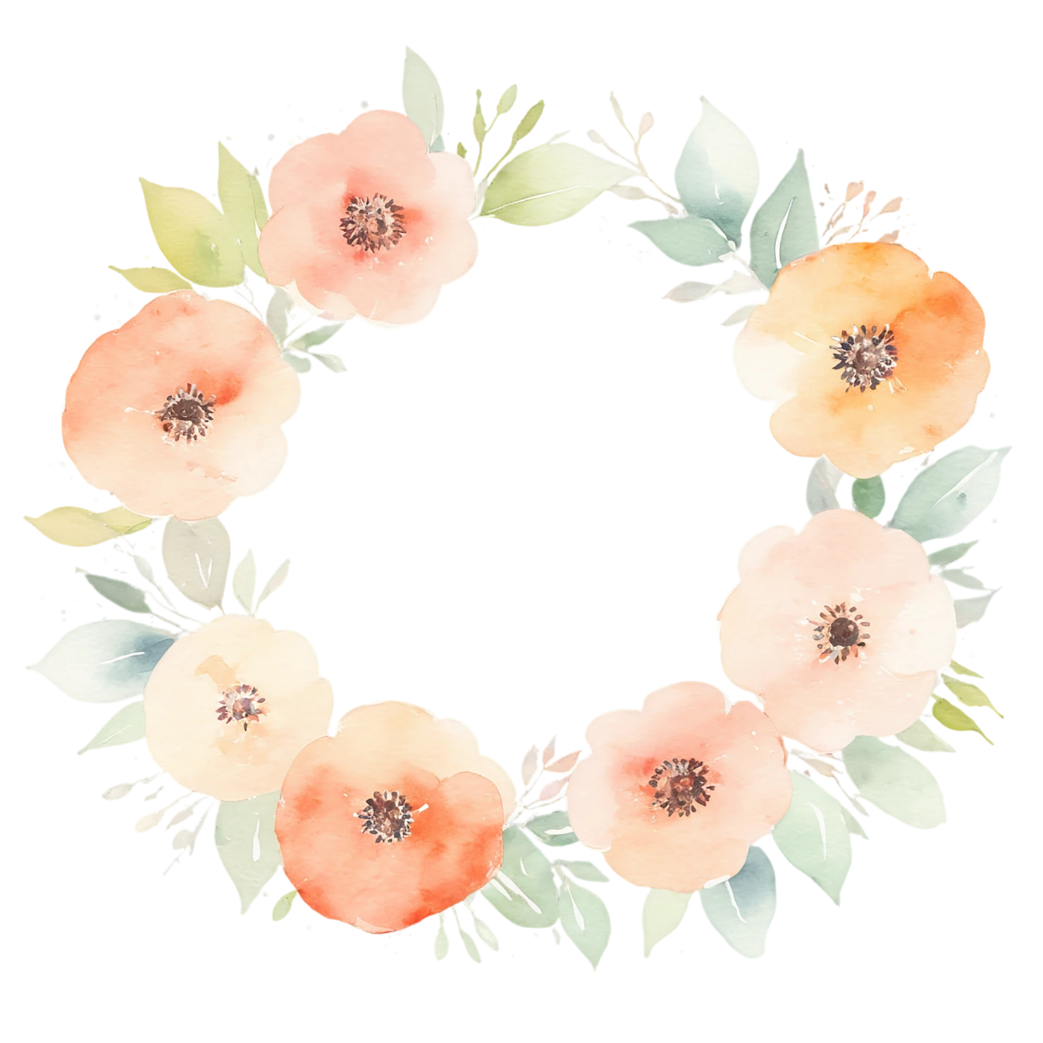 Watercolor flower ring isolated on transparent background #23994