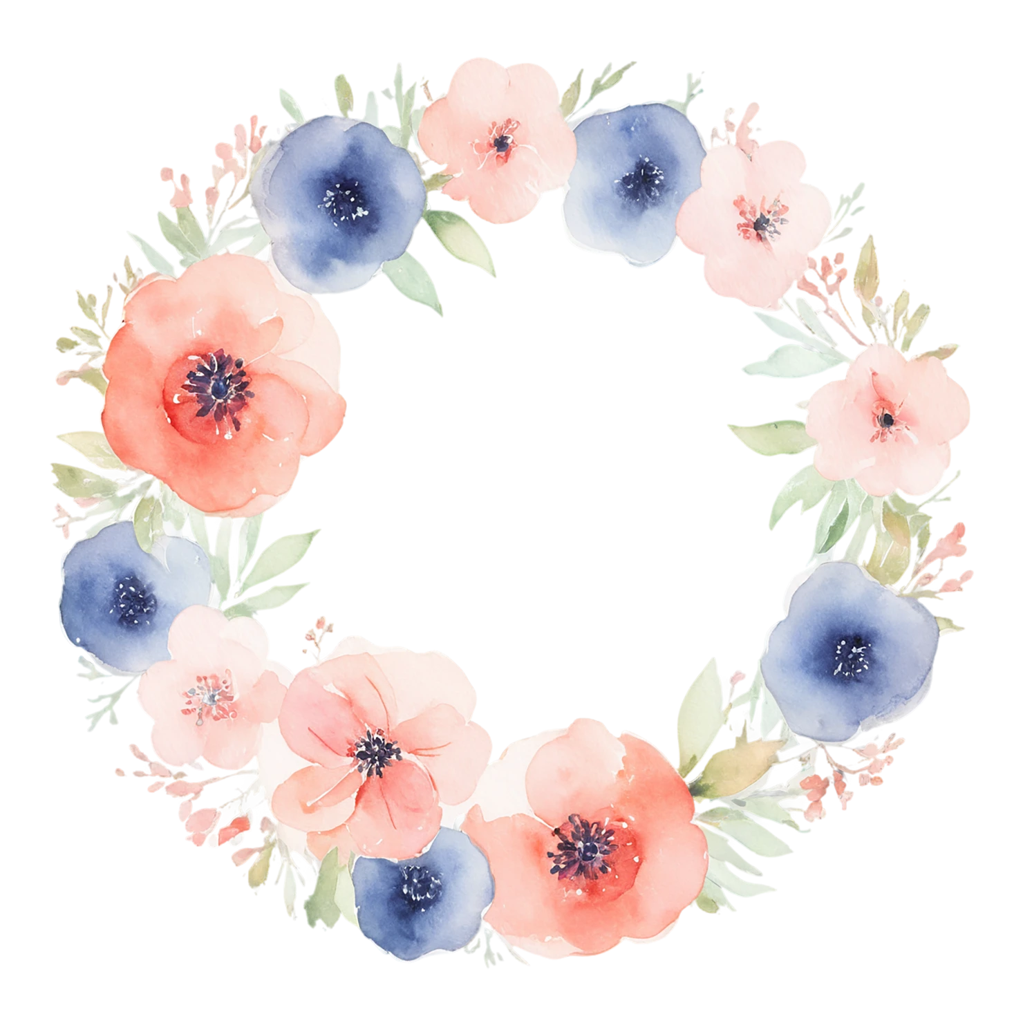 Watercolor flower ring isolated on transparent background #23996