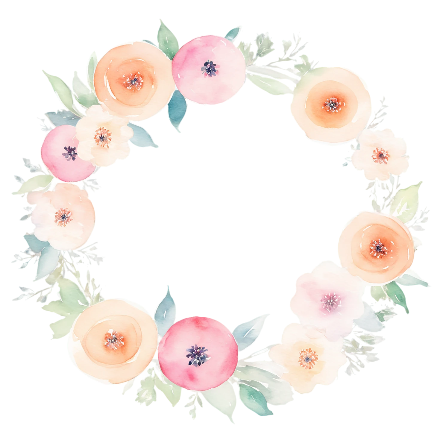 Watercolor flower ring isolated on transparent background #24003
