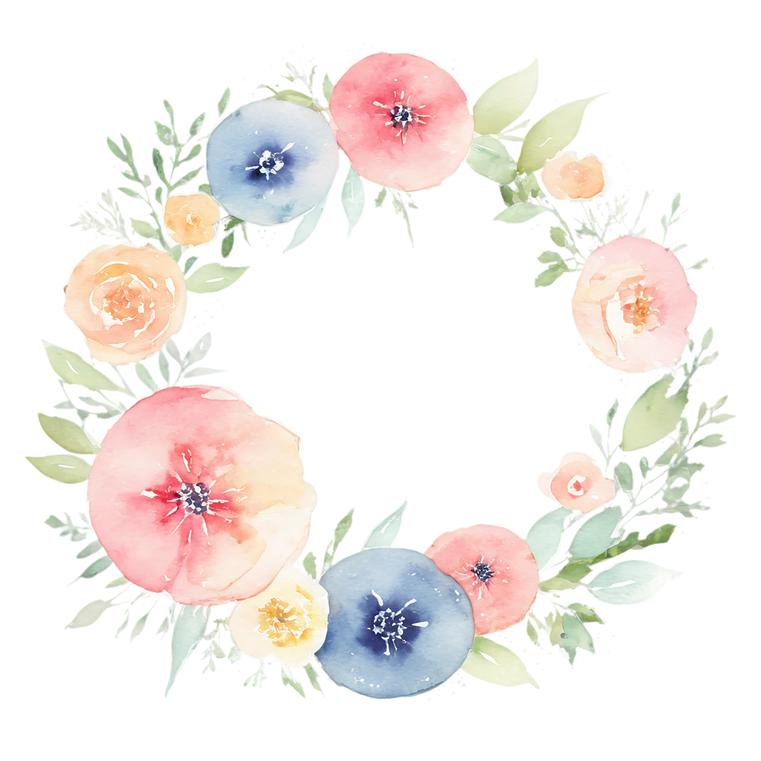 Watercolor flower ring isolated on transparent background #24004