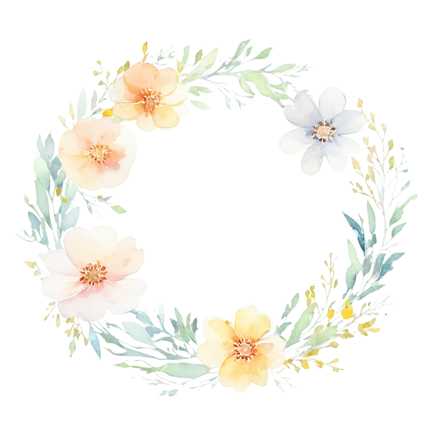 Watercolor flower ring isolated on transparent background #24028
