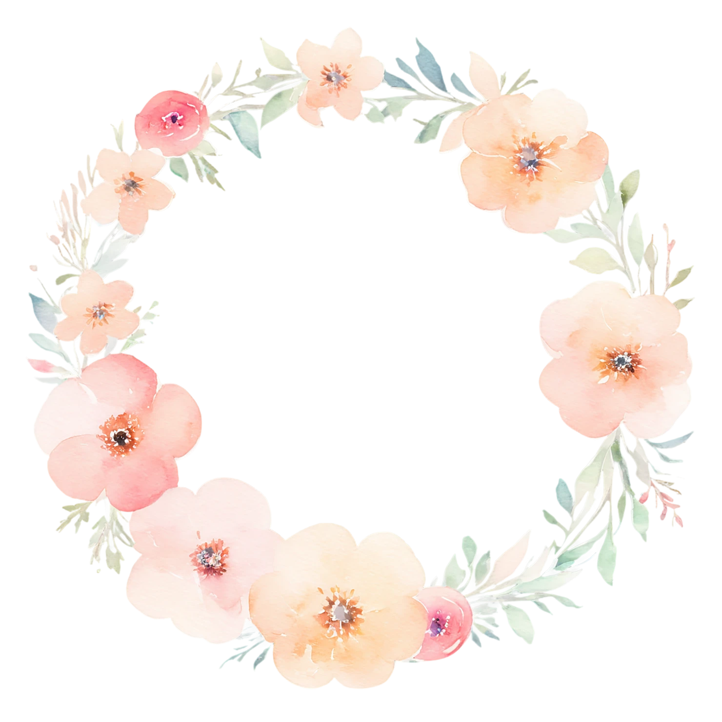 Watercolor flower ring isolated on transparent background #24029