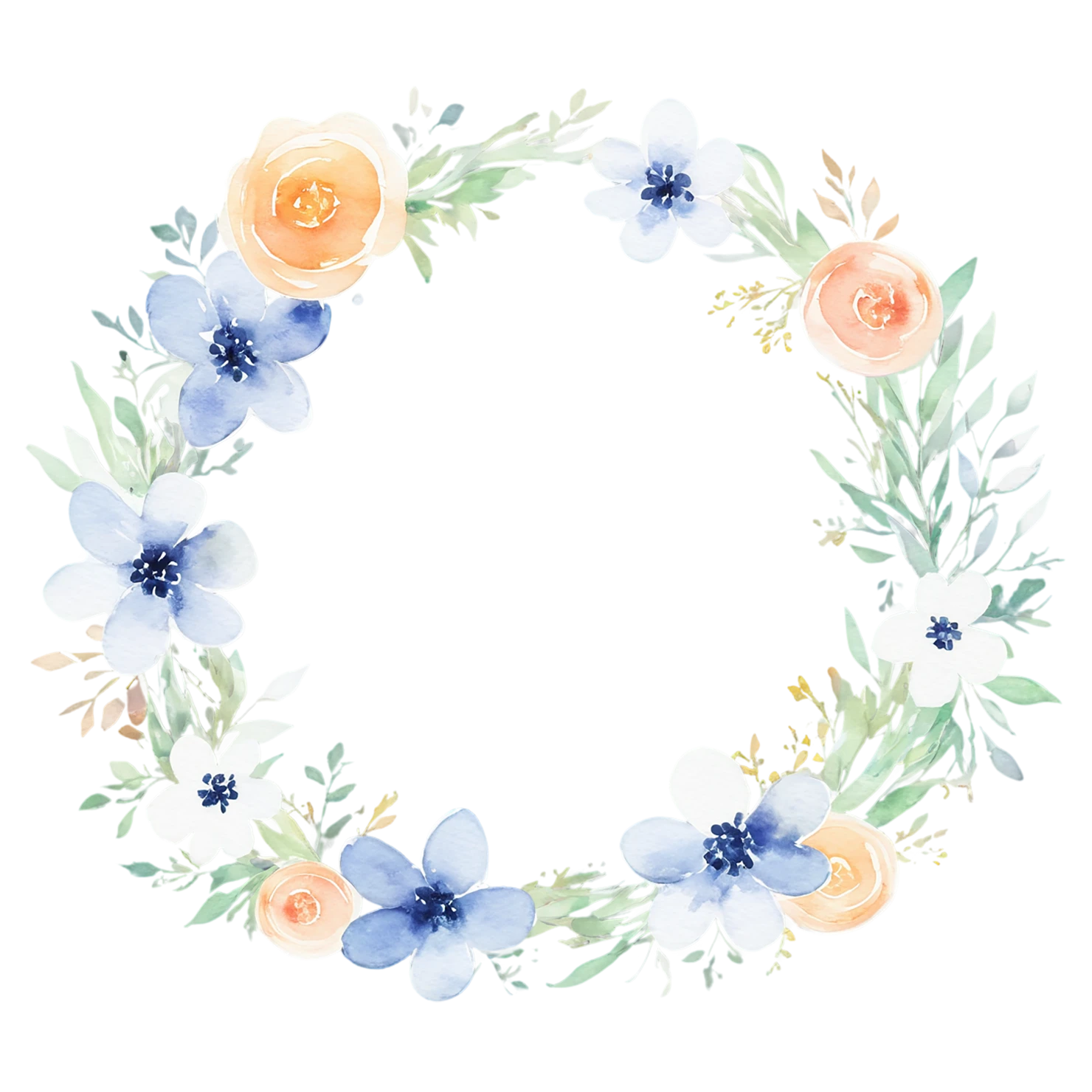 Watercolor flower ring isolated on transparent background #24031