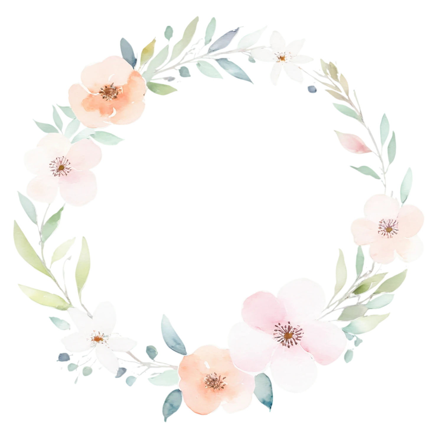 Watercolor flower ring isolated on transparent background #24037