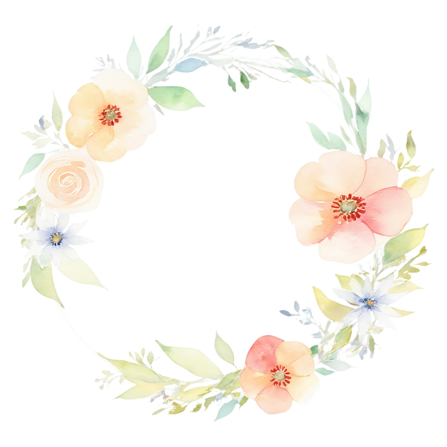 Watercolor flower ring isolated on transparent background #24039
