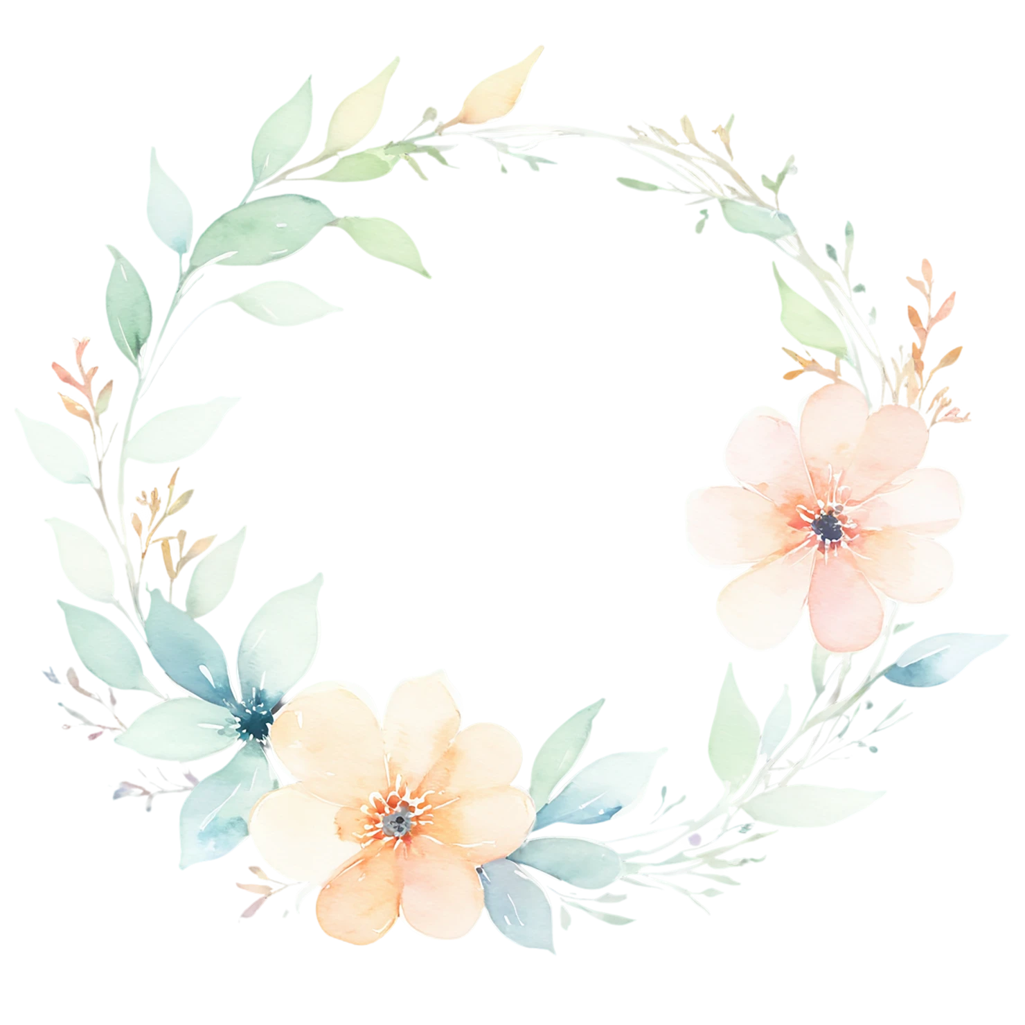 Watercolor flower ring isolated on transparent background #24042