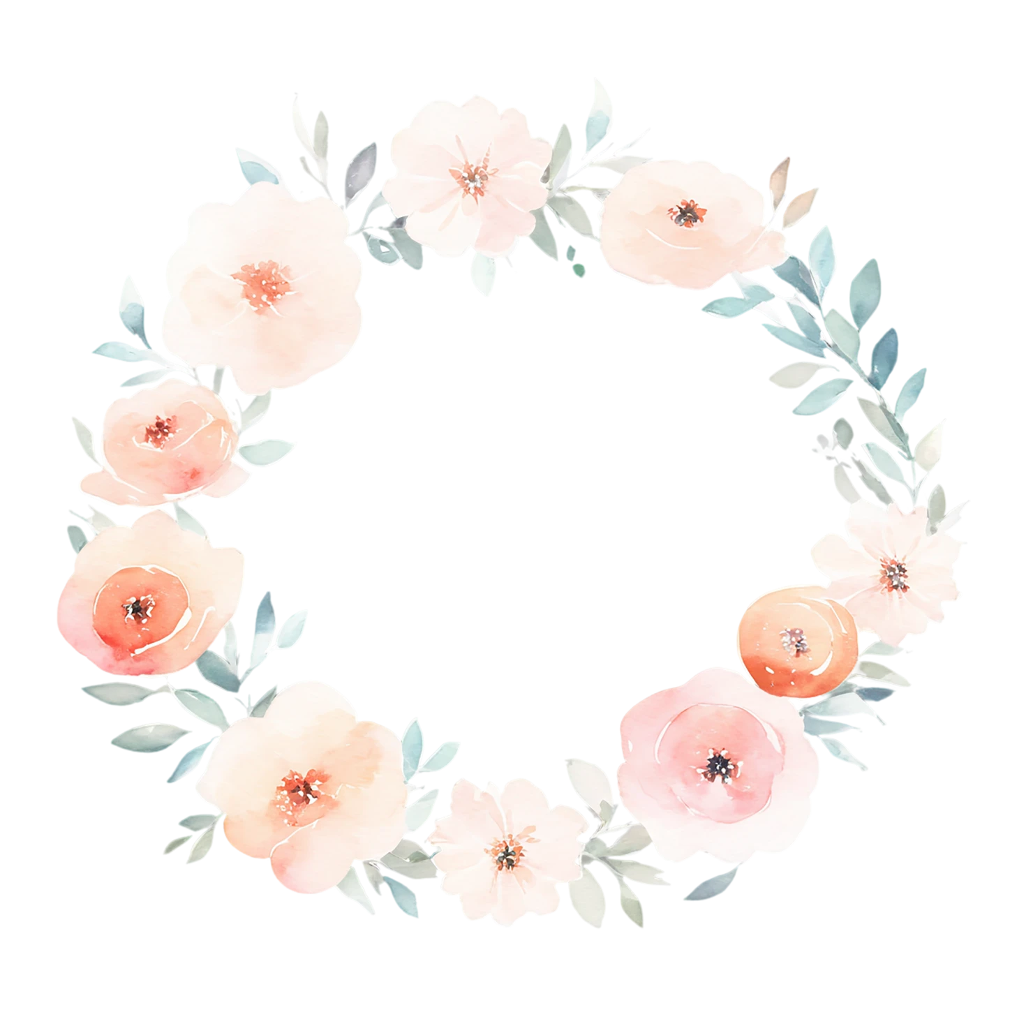 Watercolor flower ring isolated on transparent background #24044