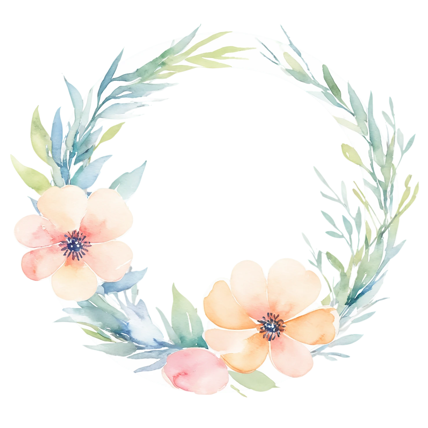 Watercolor flower ring isolated on transparent background #24048