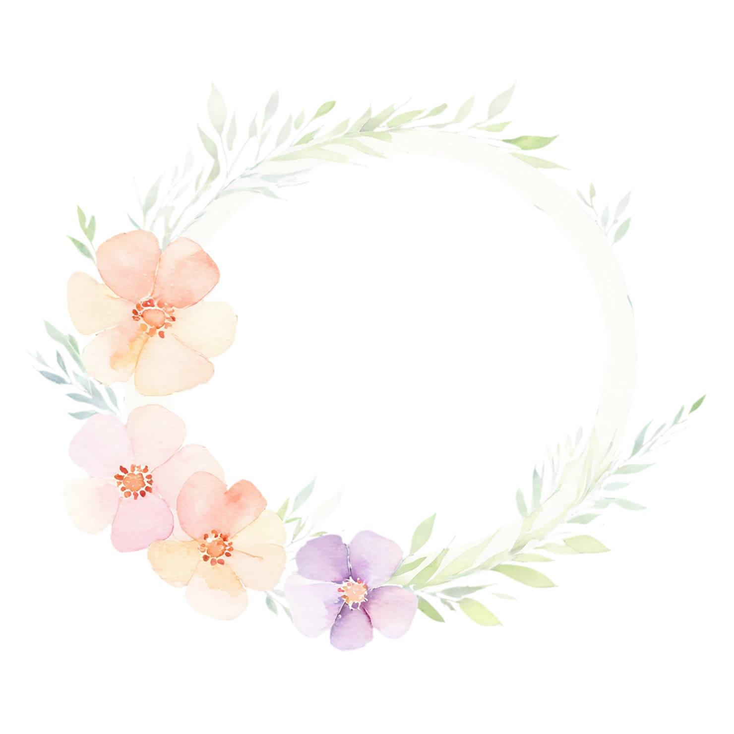 Watercolor flower ring isolated on transparent background #24057