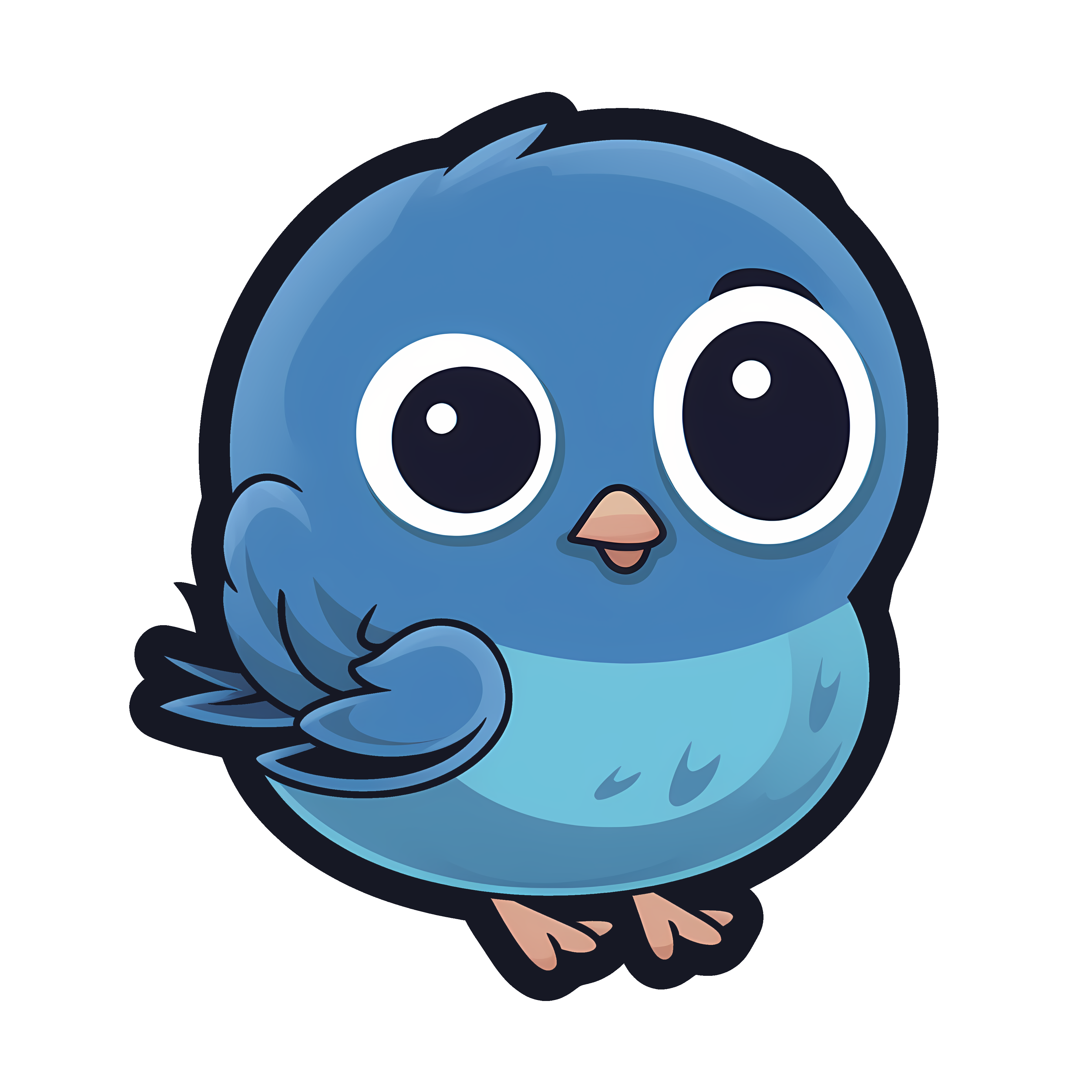Cute blue bird sticker isolated on transparent background #24083
