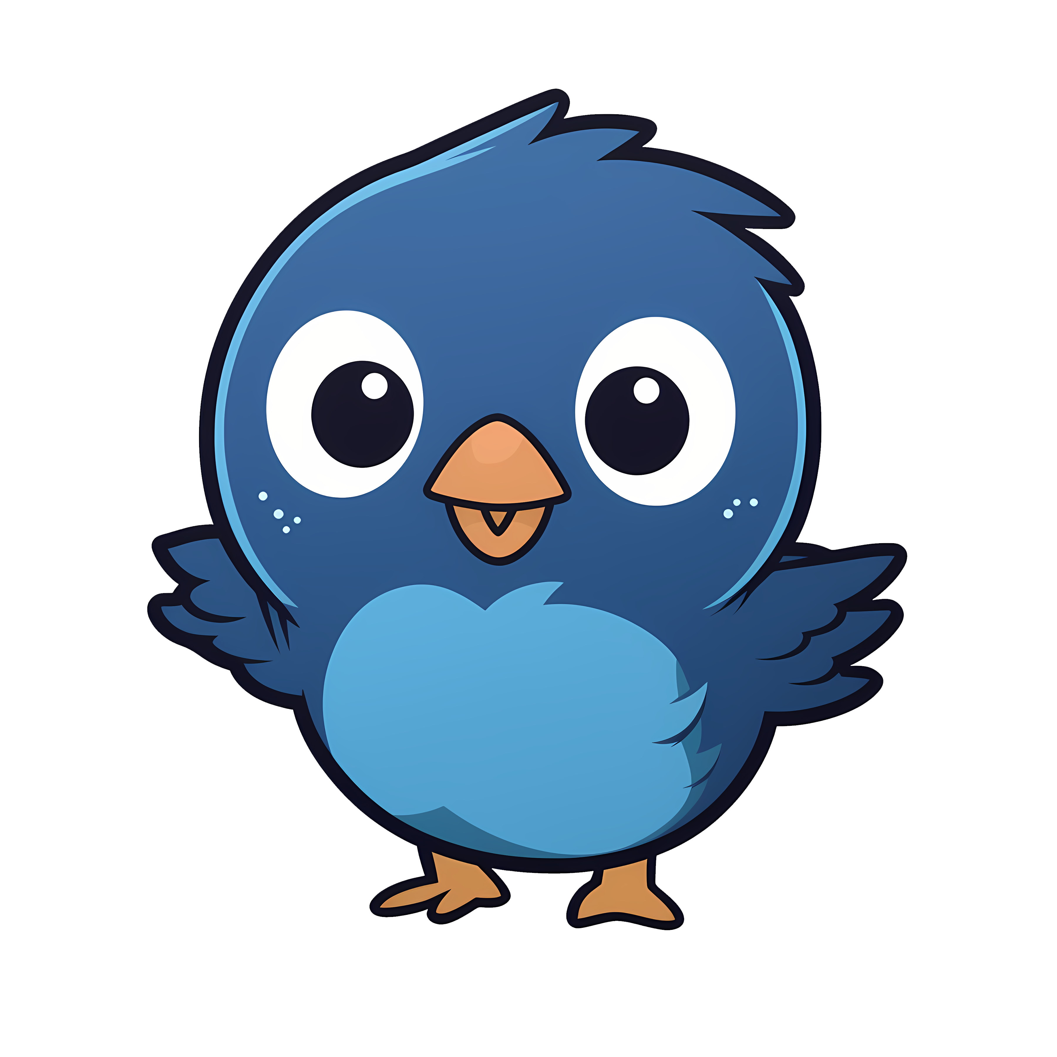 Cute blue bird sticker isolated on transparent background #24086