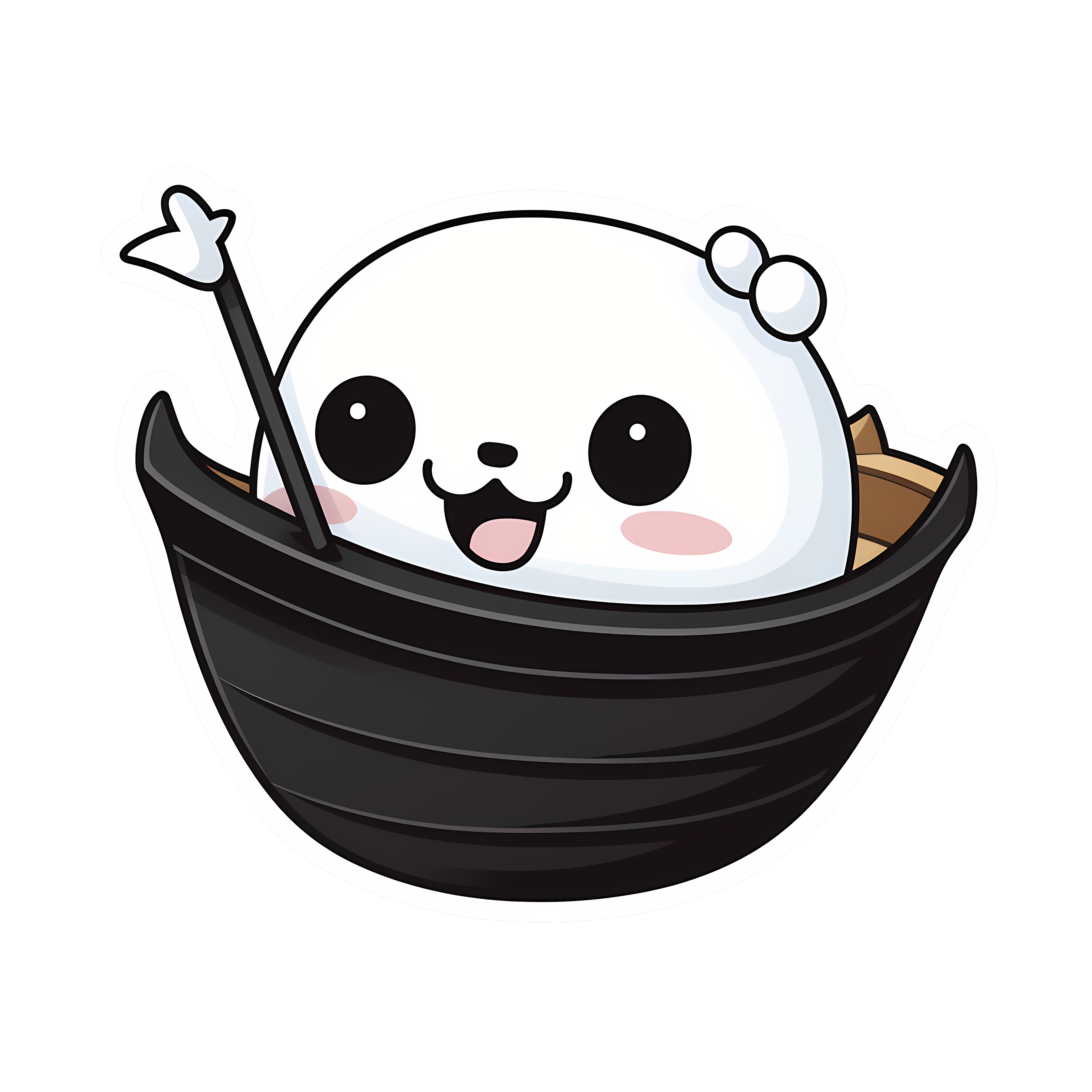 Boat with cute animal sticker isolated on transparent background #24124