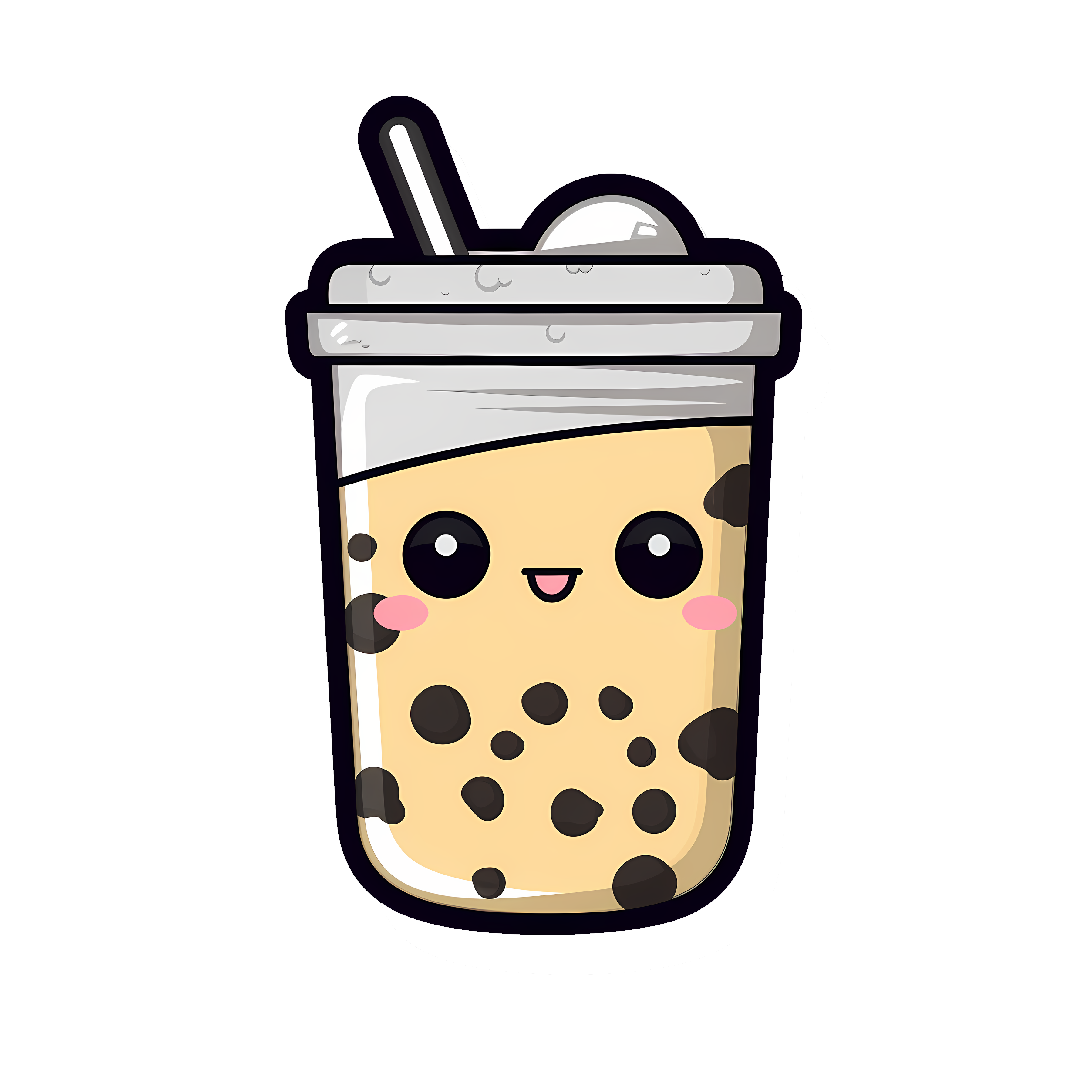 Kawaii bubble tea sticker isolated on transparent background #24183