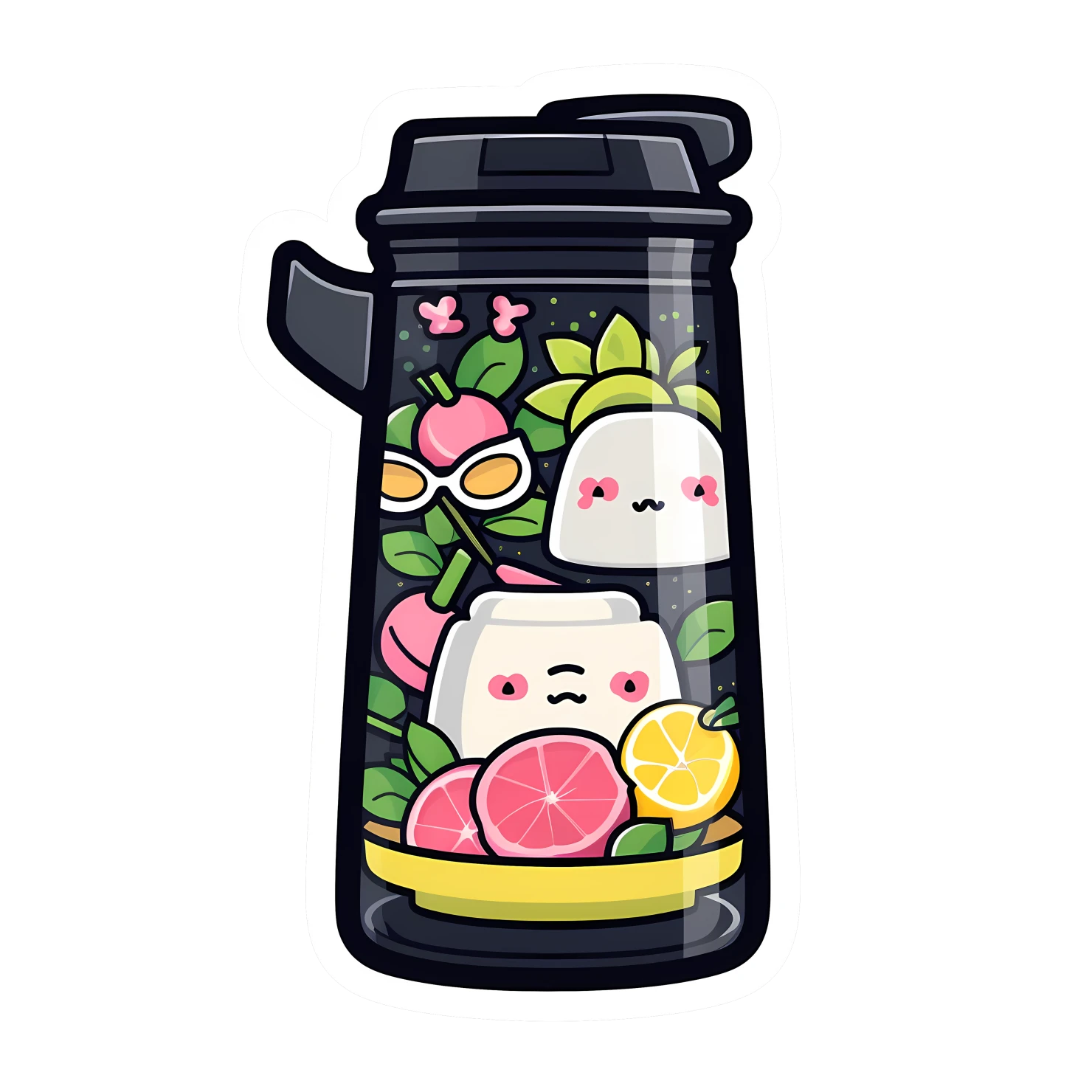 Kawaii blender machine sticker isolated on transparent background #24067