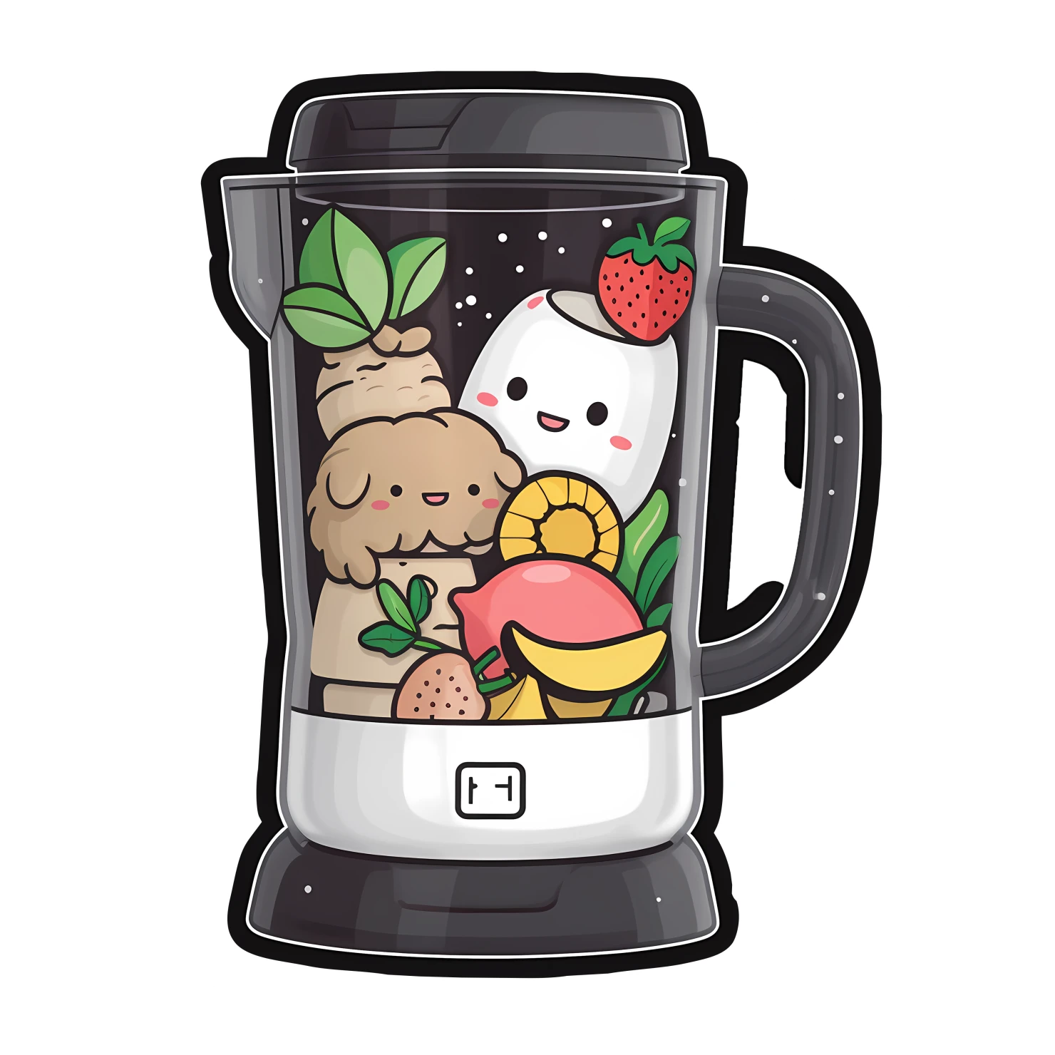 Kawaii blender machine sticker isolated on transparent background #24068