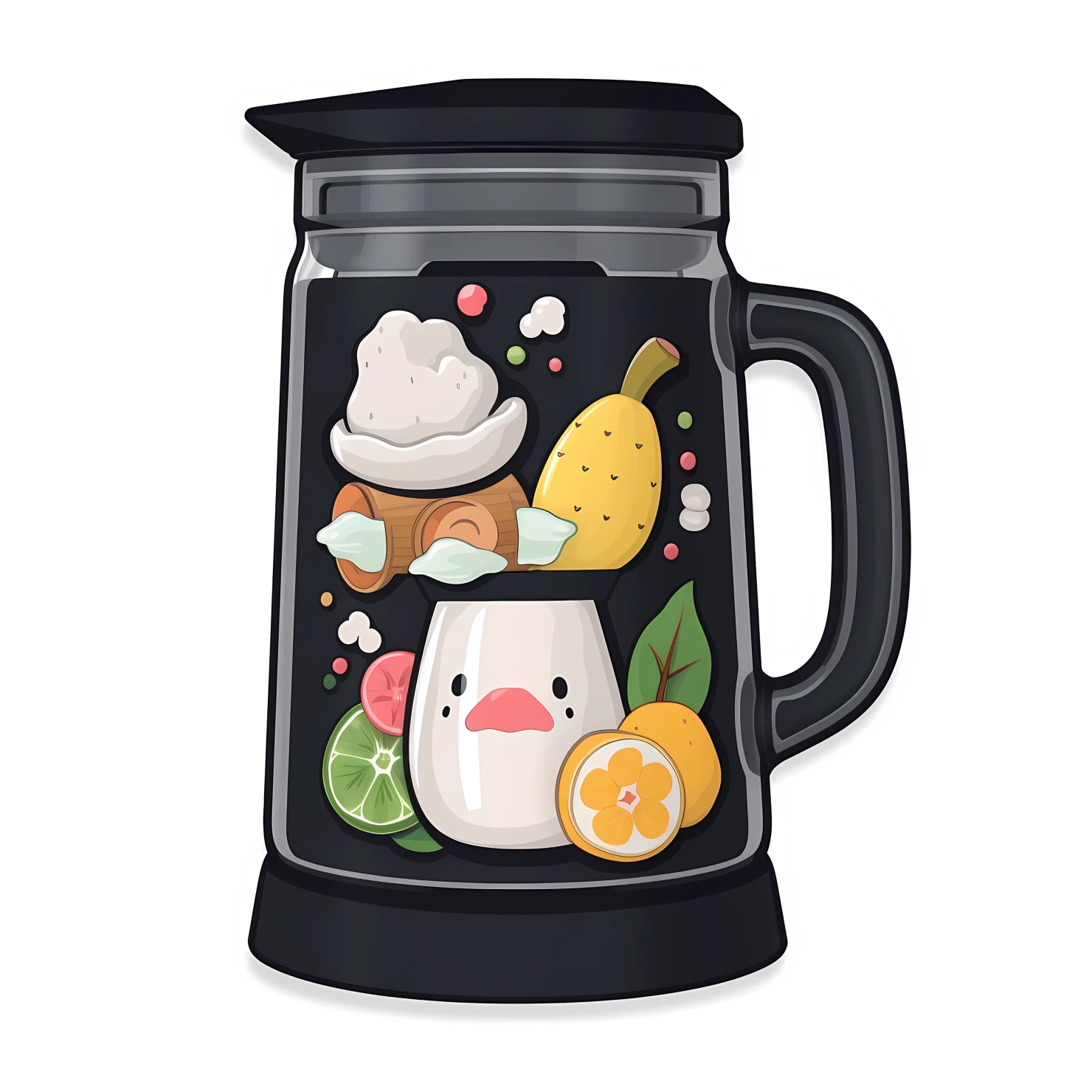 Kawaii blender machine sticker isolated on transparent background #24070