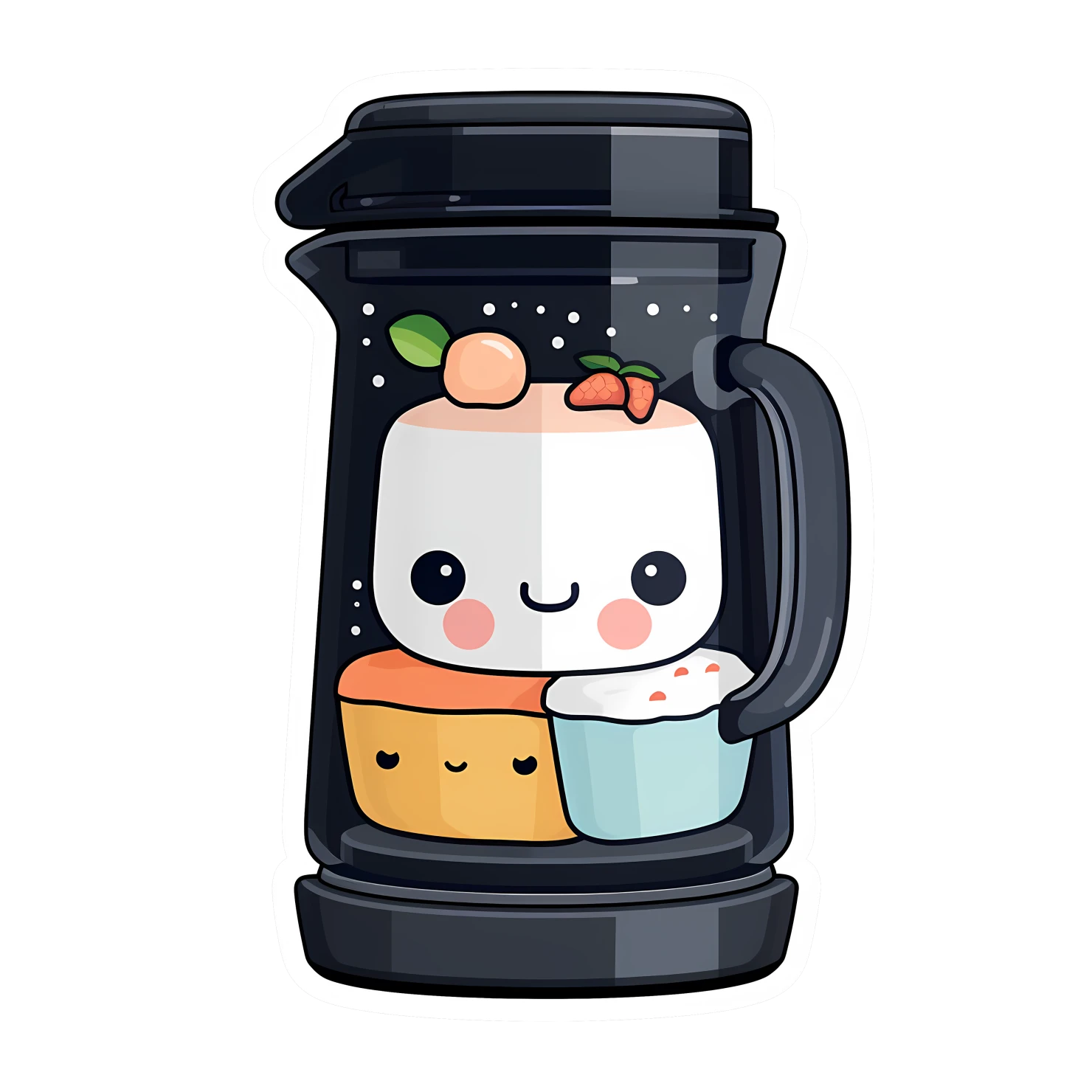 Kawaii blender machine sticker isolated on transparent background #24081