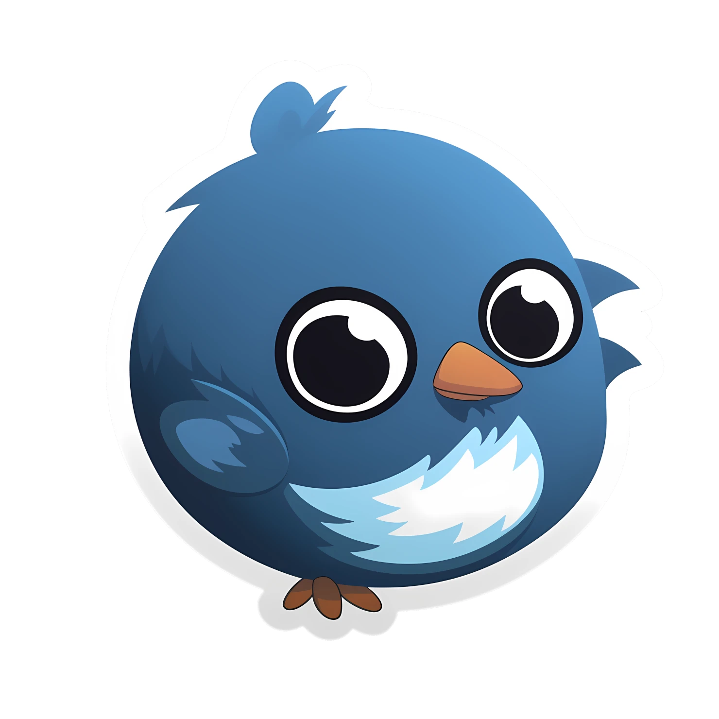 Cute blue bird sticker isolated on transparent background #24082