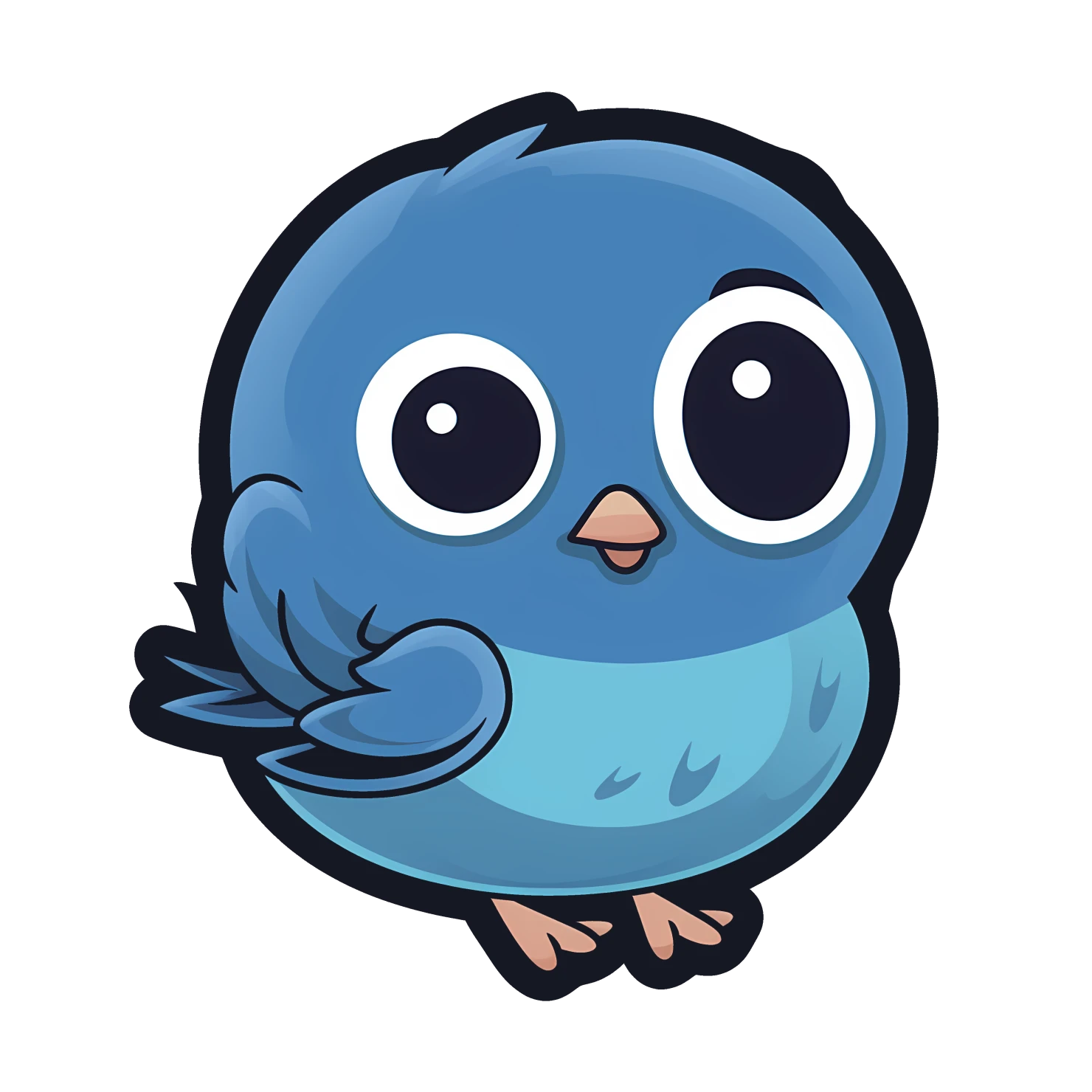 Cute blue bird sticker isolated on transparent background #24083