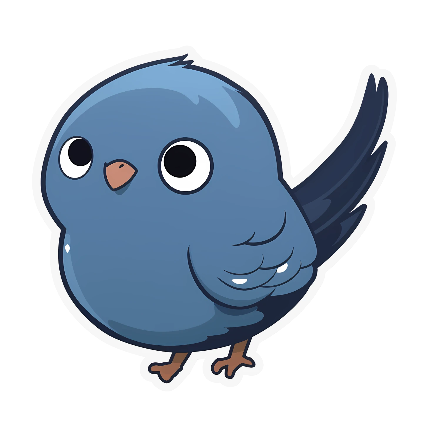 Cute blue bird sticker isolated on transparent background #24084