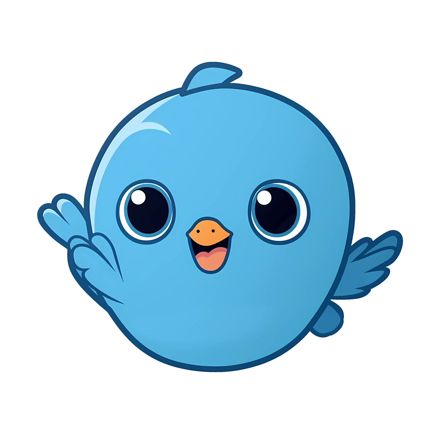 Cute blue bird sticker isolated on transparent background #24085