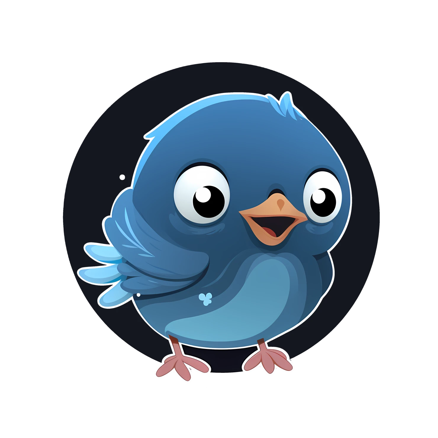 Cute blue bird sticker isolated on transparent background #24088