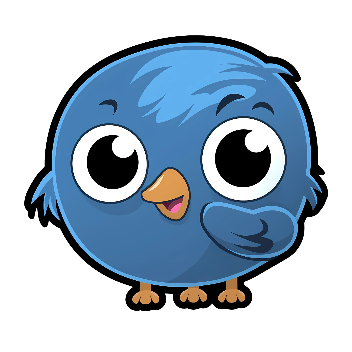 Cute blue bird sticker isolated on transparent background #24089
