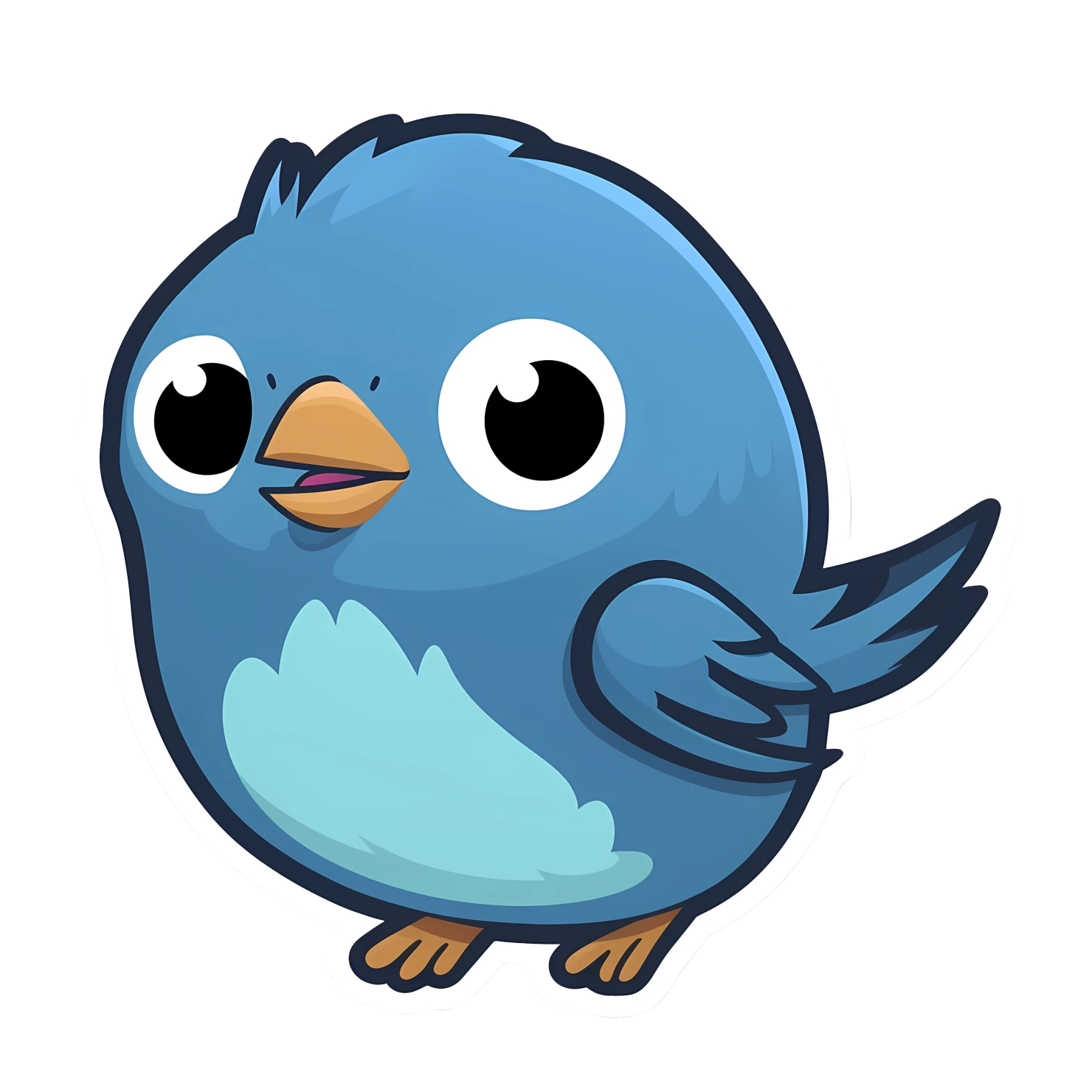 Cute blue bird sticker isolated on transparent background #24090