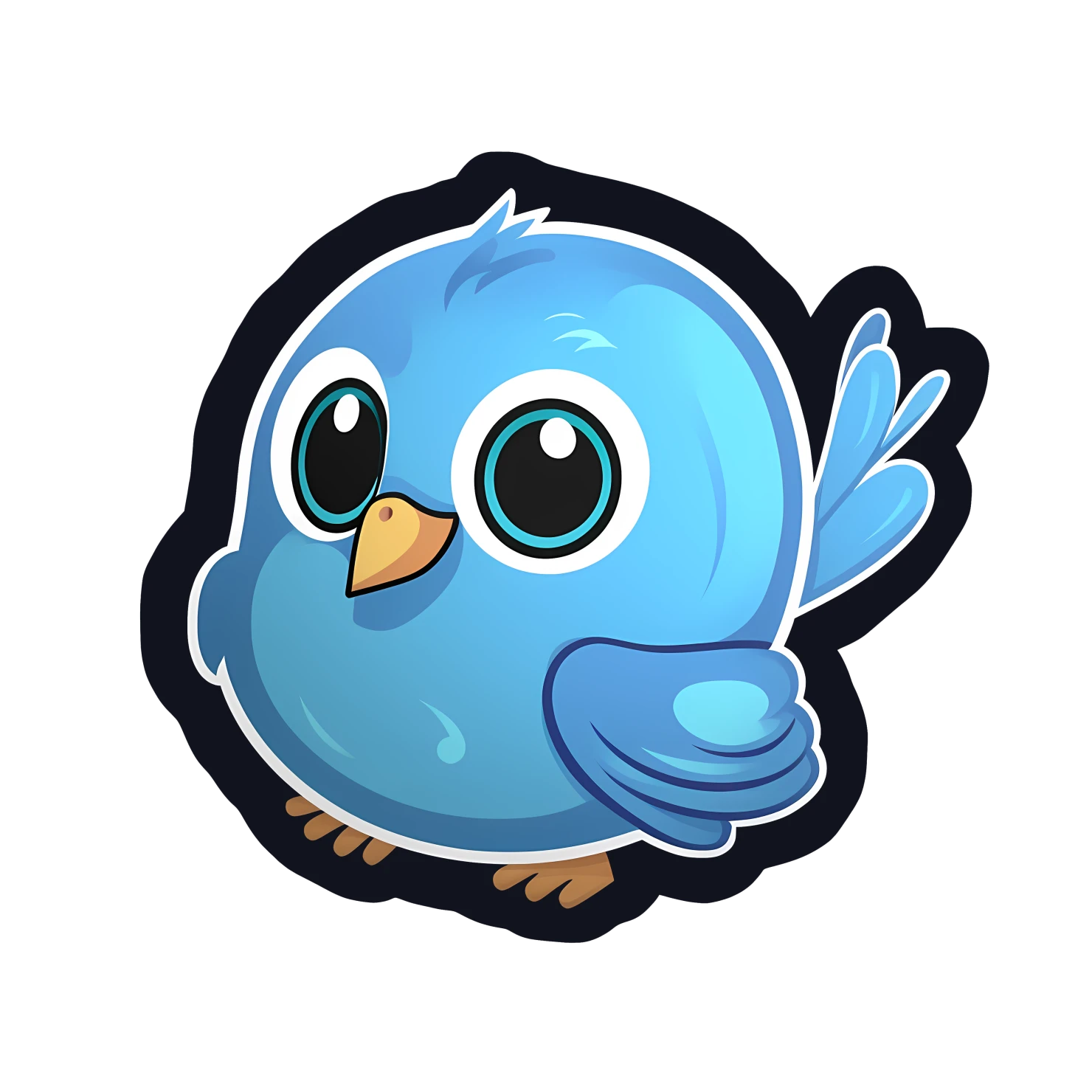Cute blue bird sticker isolated on transparent background #24091