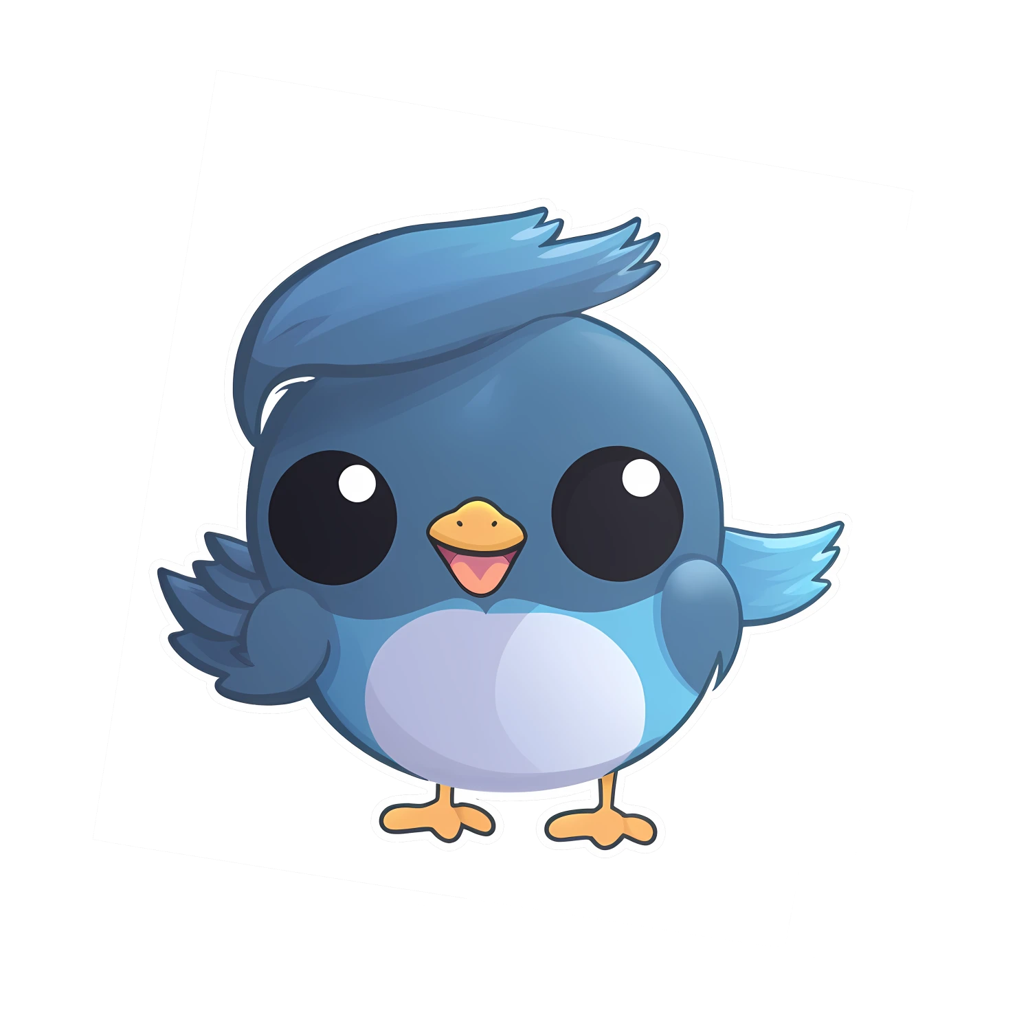 Cute blue bird sticker isolated on transparent background #24092