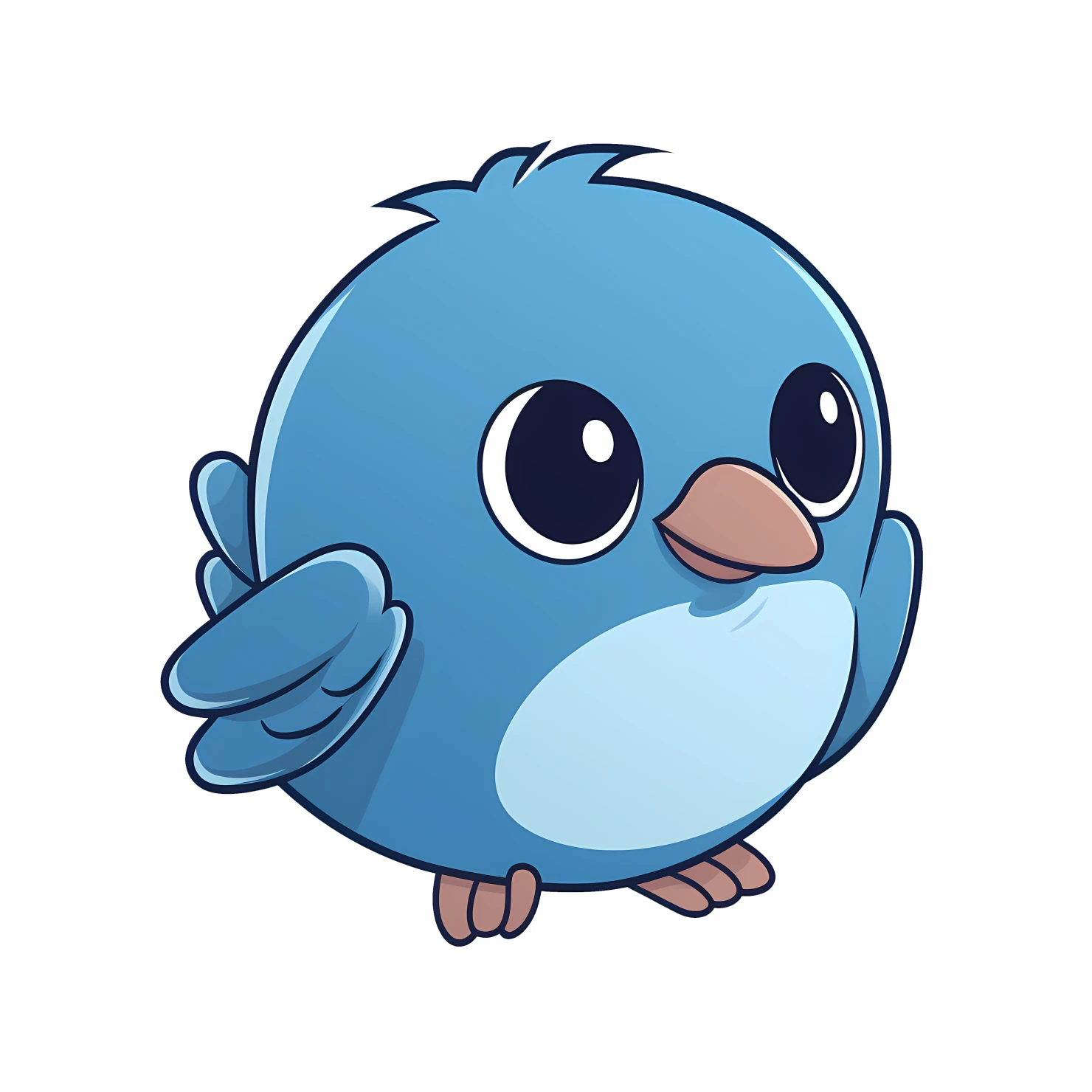 Cute blue bird sticker isolated on transparent background #24093